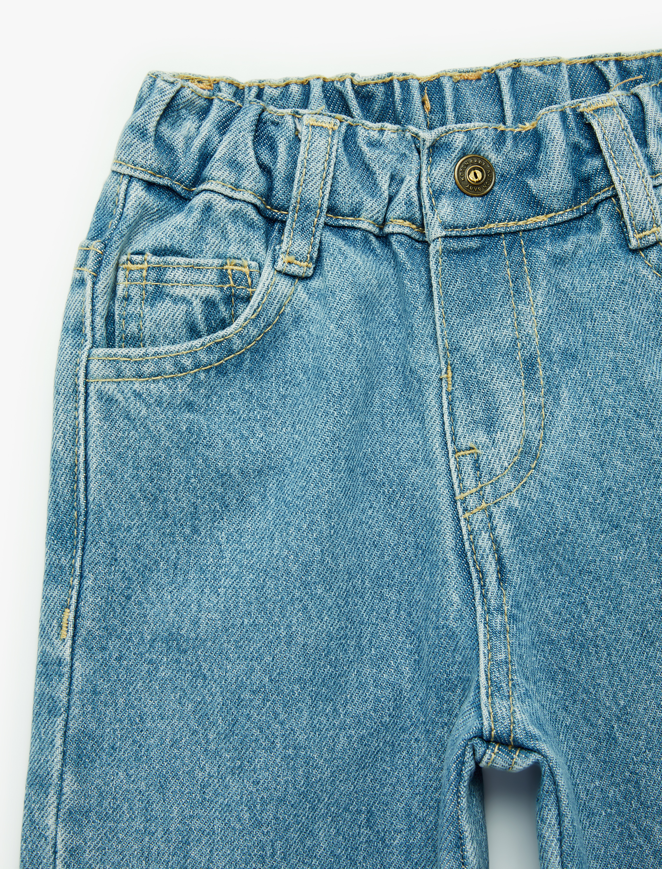  Kız Bebek Fiyonklu Loose Fit Pamuklu Denim Pantolon