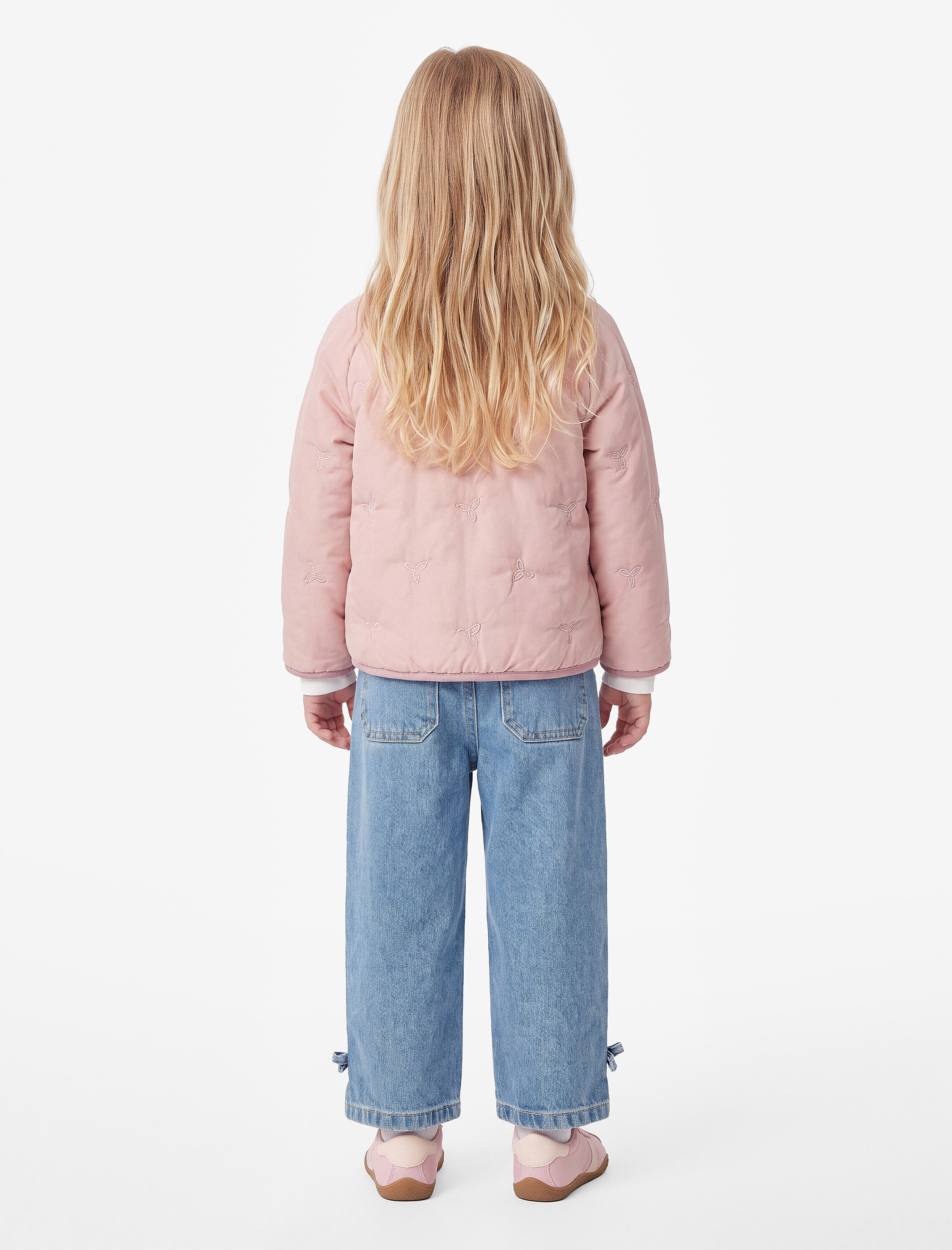  Kız Bebek Fiyonklu Loose Fit Pamuklu Denim Pantolon