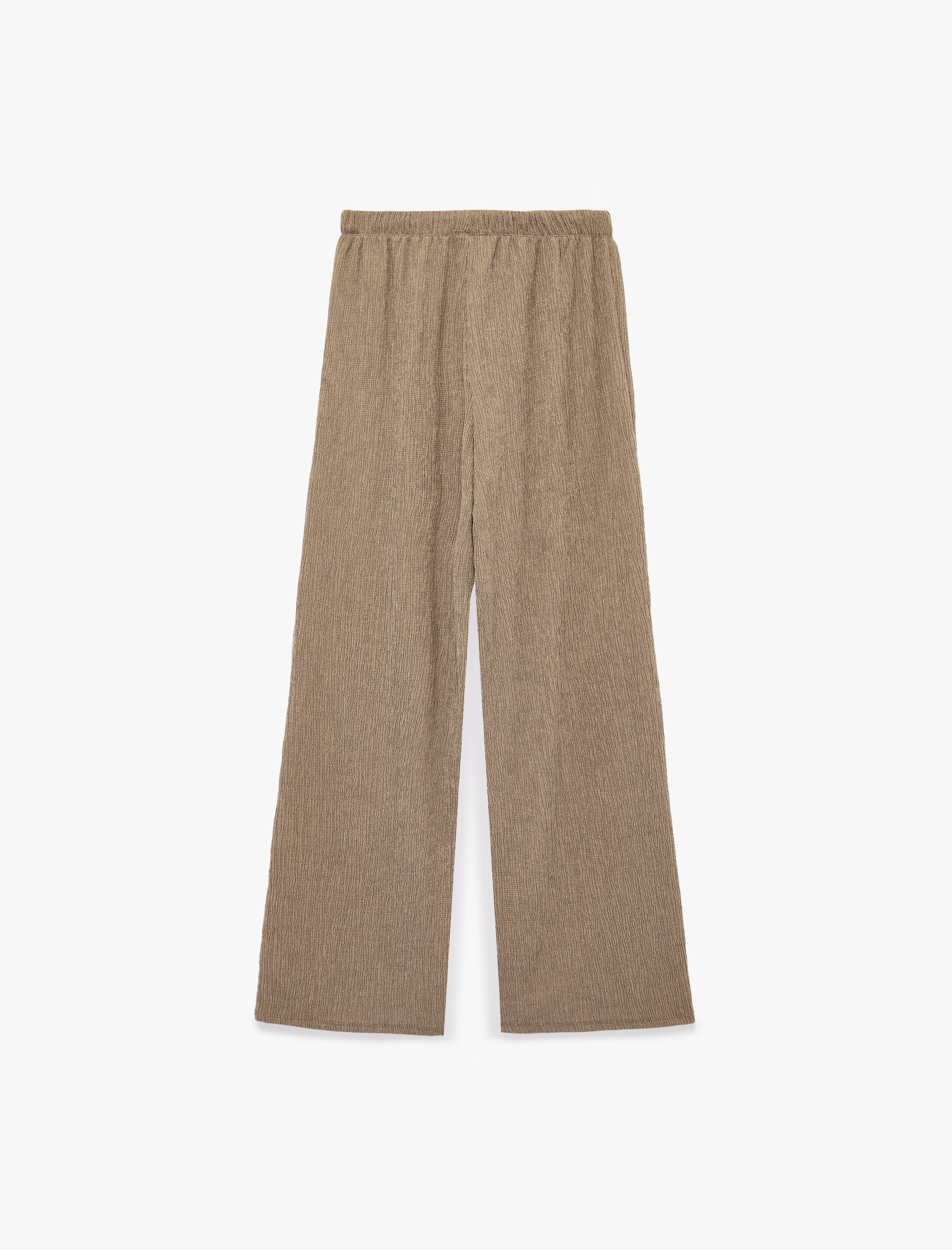   Bürümcük Kumaş Dokulu Beli Bağcıklı Bol Paça Pantolon