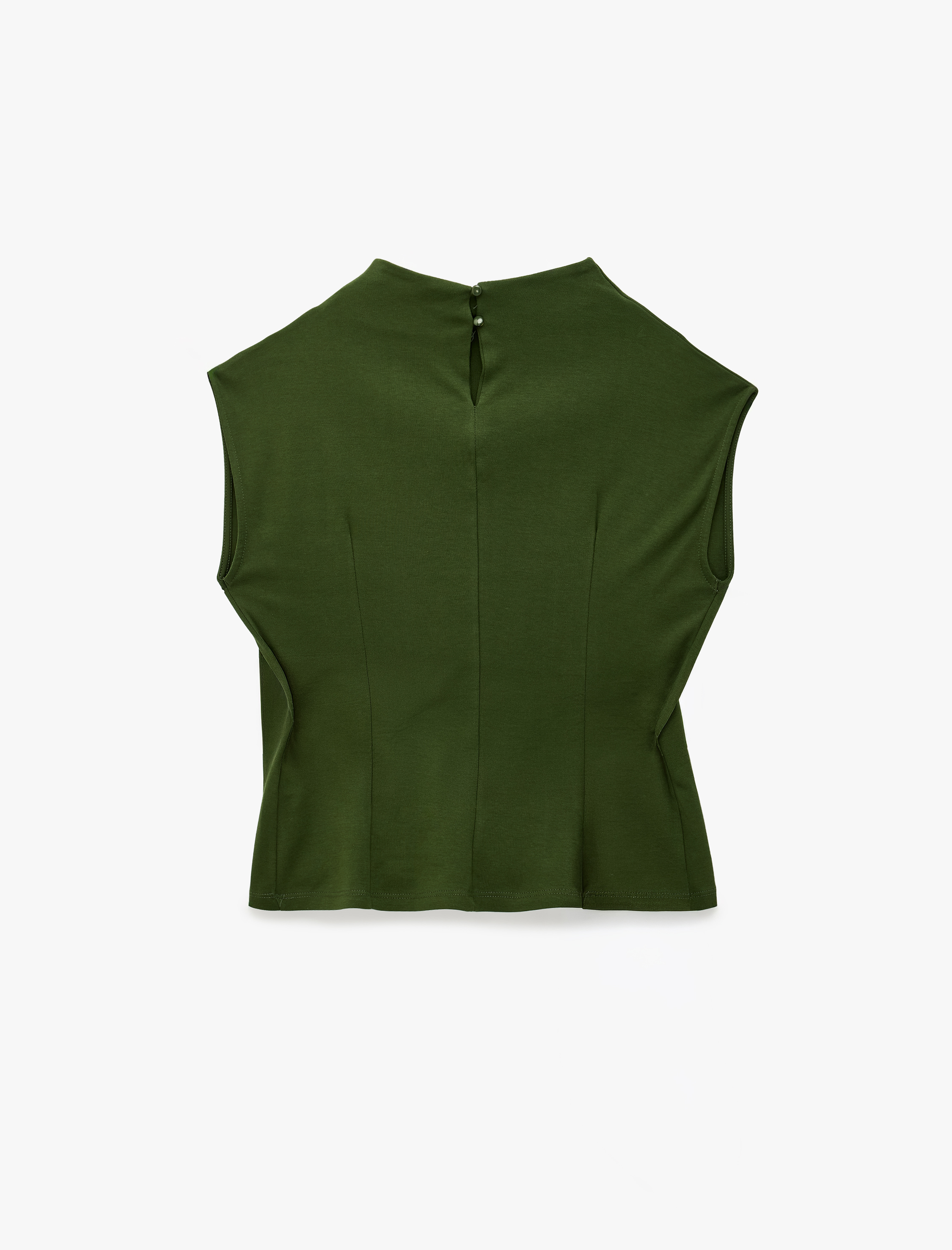 Koton Slim Fit Aksesuarlı Kemer Detaylı Dik Yaka Kolsuz Bluz görsel 6