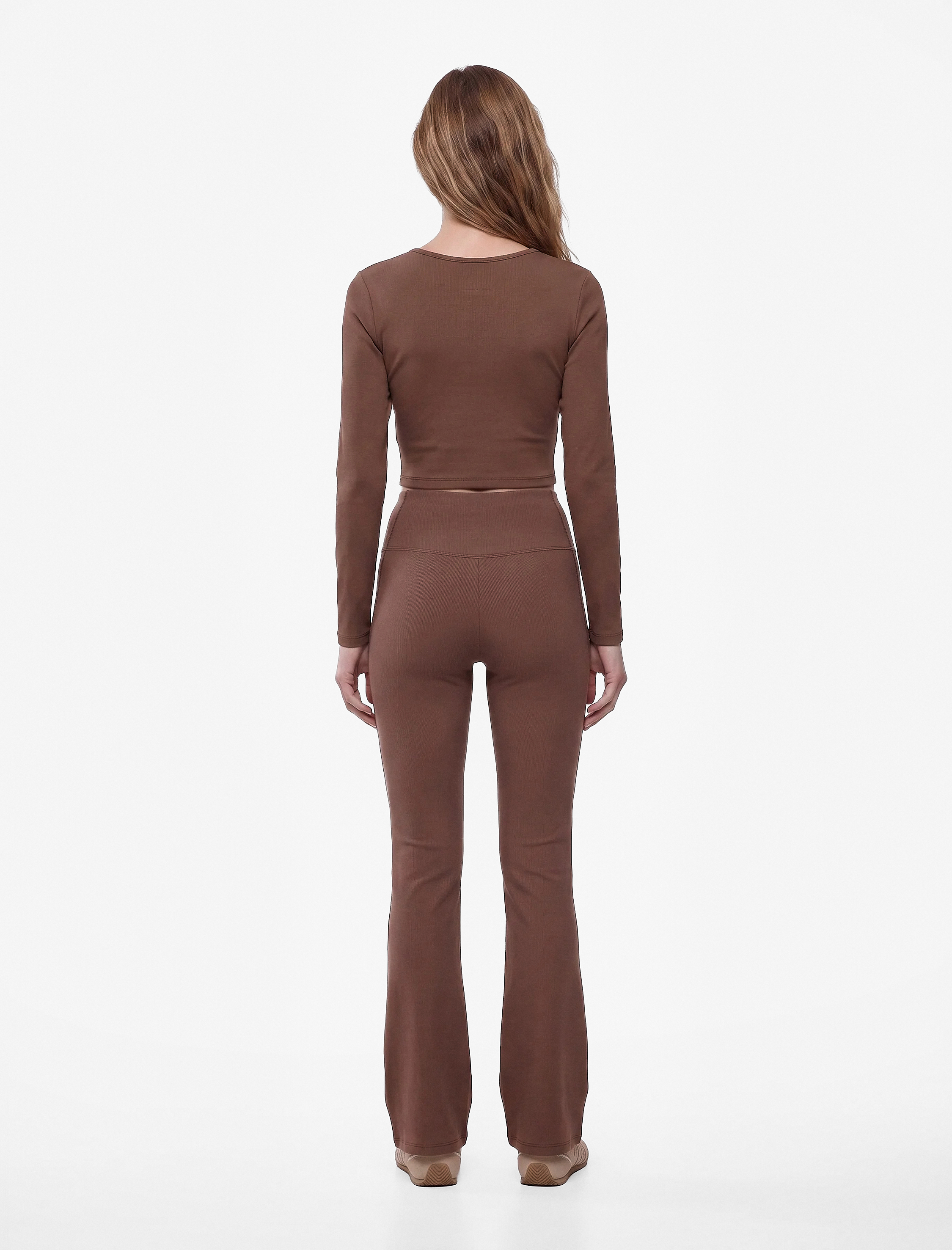 Koton Slim Fit Uzun Kollu Bisiklet Yaka Crop Spor Tişört görsel 3