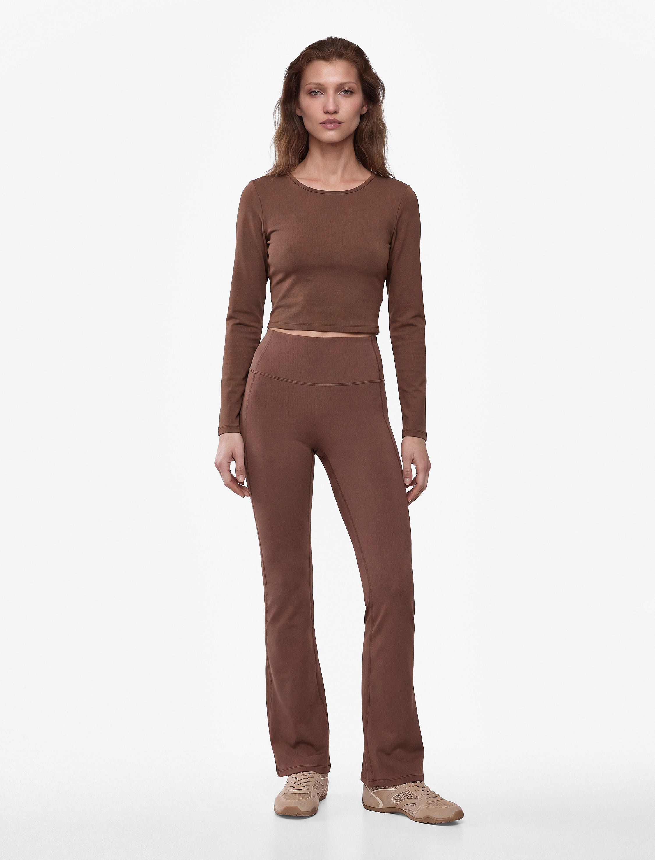 Koton Slim Fit Uzun Kollu Bisiklet Yaka Crop Spor Tişört
