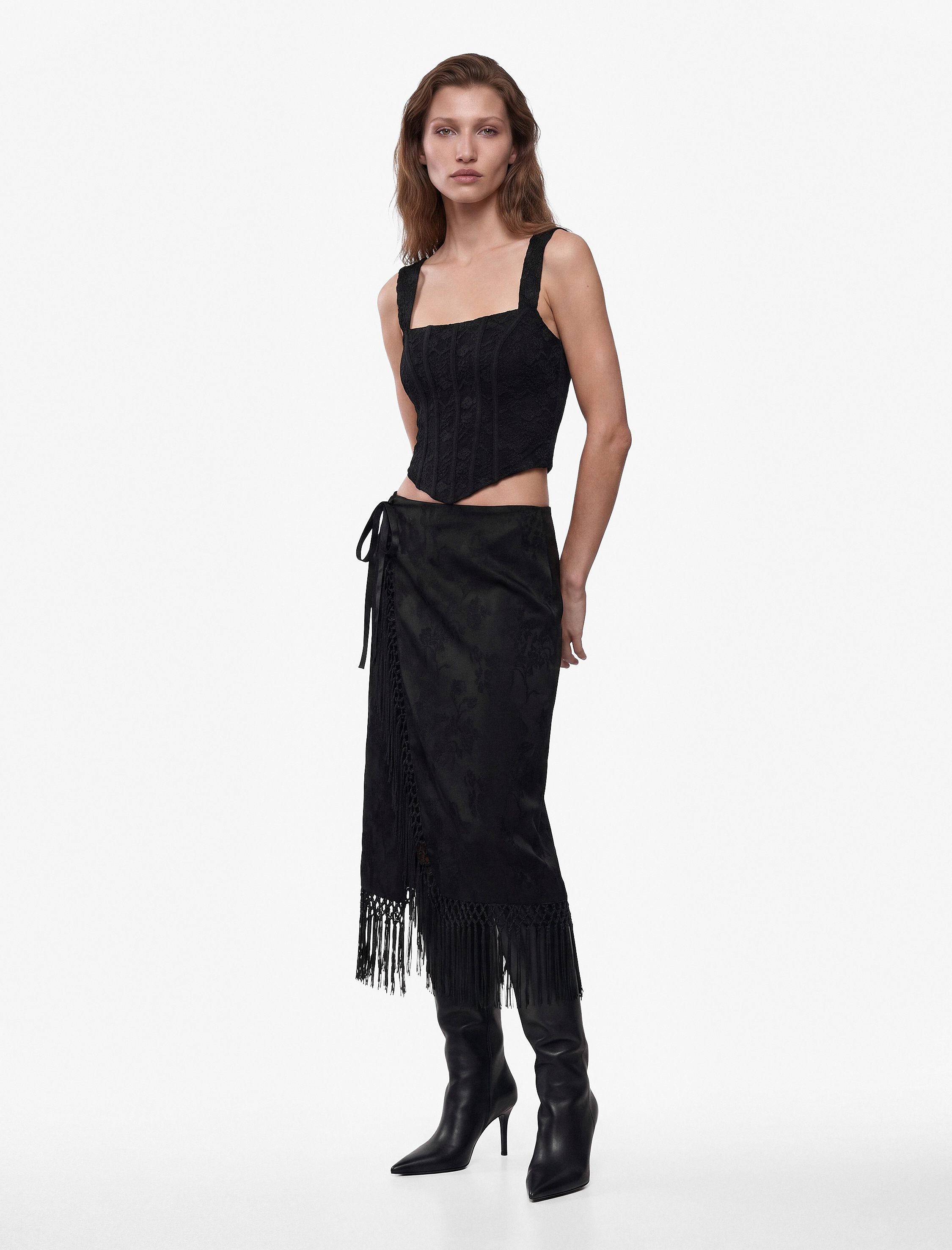 Koton Asimetrik Kesim Fermuarlı Slim Fit Kare Yaka Dantel Korse Büstiyer