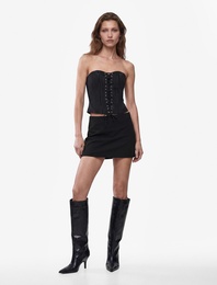Slim Fit Bağcıklı Çizgili Straplez Korse