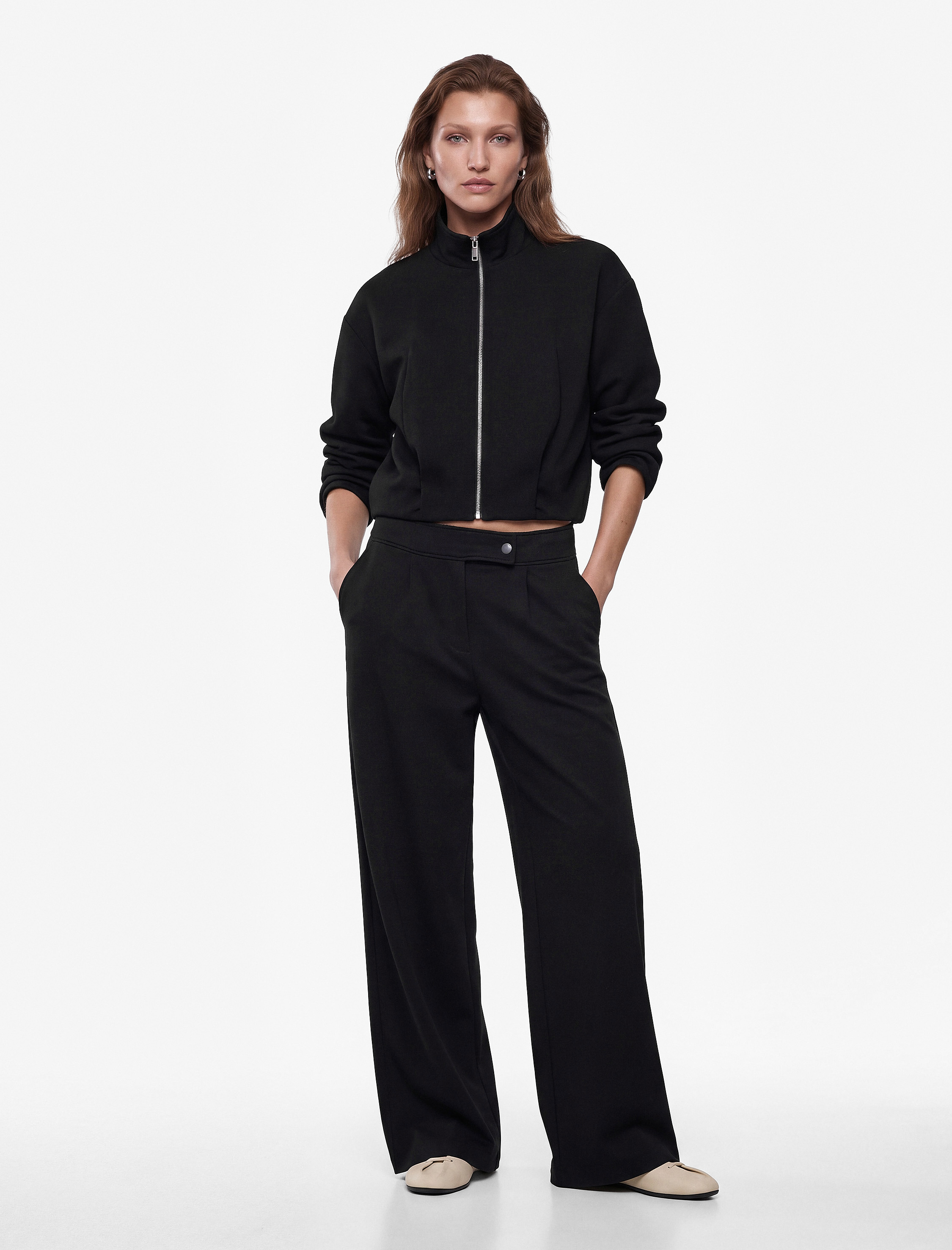 Koton Modal Kumaş Pile Detaylı Yan Cepli Straight Fit Pantolon