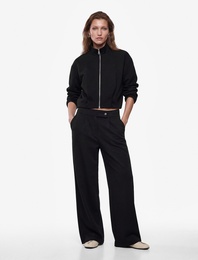 Modal Kumaş Pileli Yan Cepli Straight Fit Pantolon