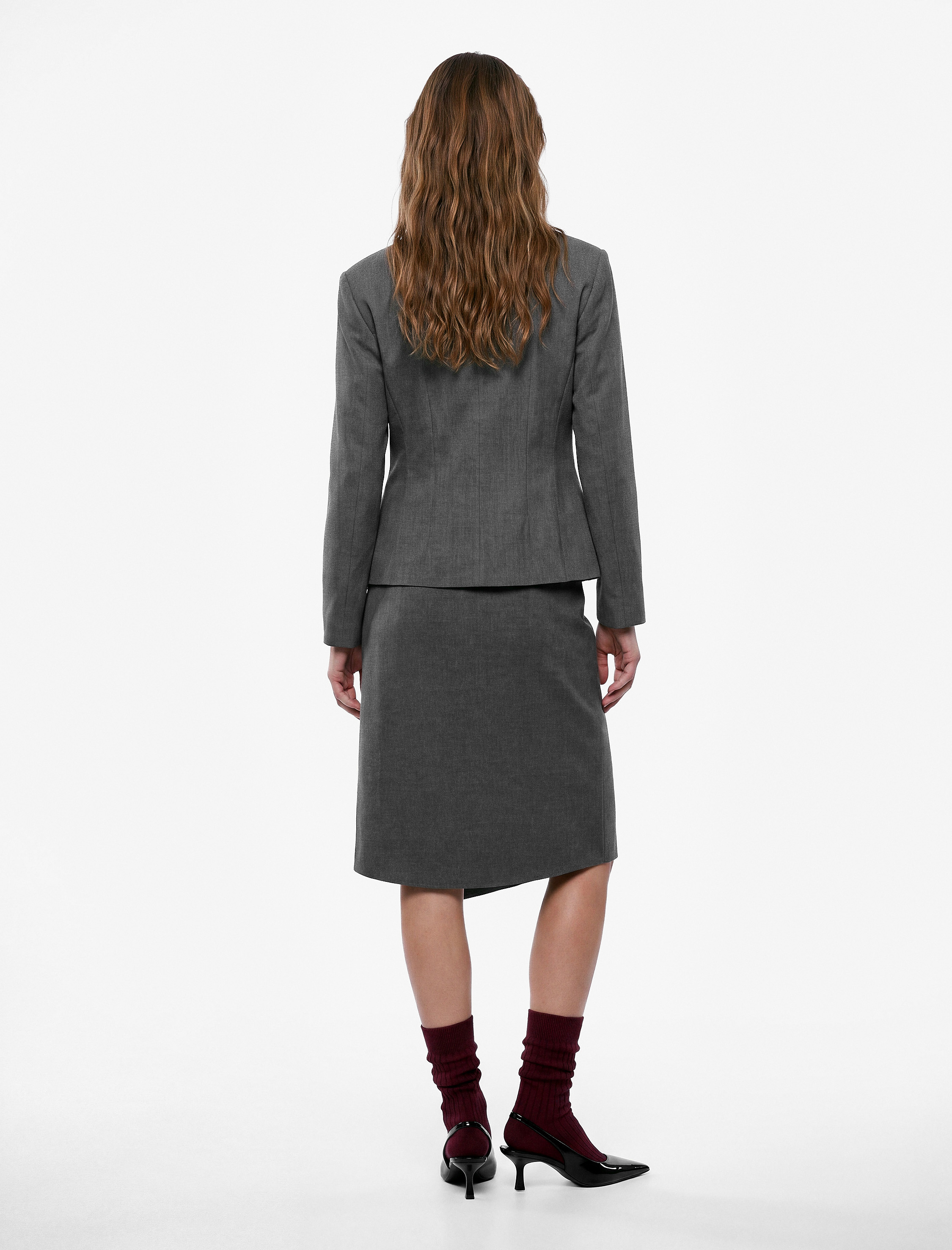 Koton Çift Cepli Klasik Yaka Uzun Kollu Peplum Kesim Pileli Blazer Ceket görsel 4