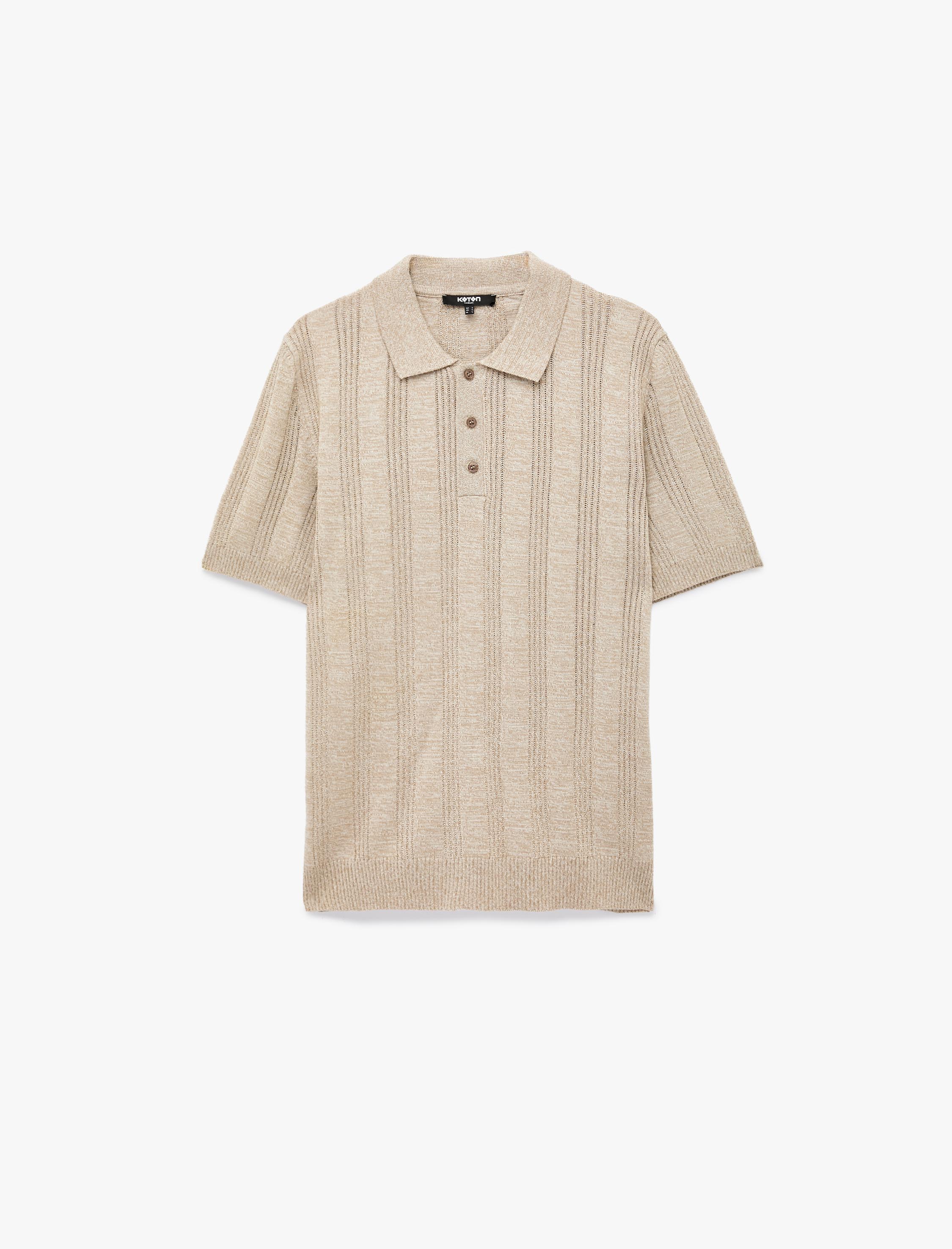 Koton Regular Fit Düğmeli Kısa Kollu Polo Yaka Triko Kazak