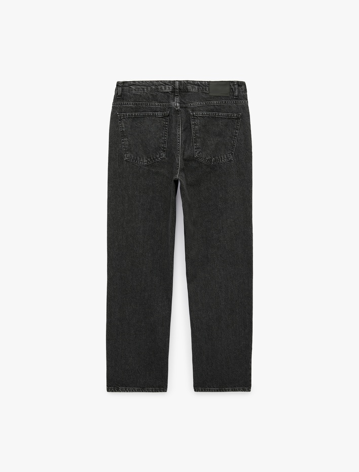 Pamuklu Cepli Vintage Straight Fit Jean Pantolon