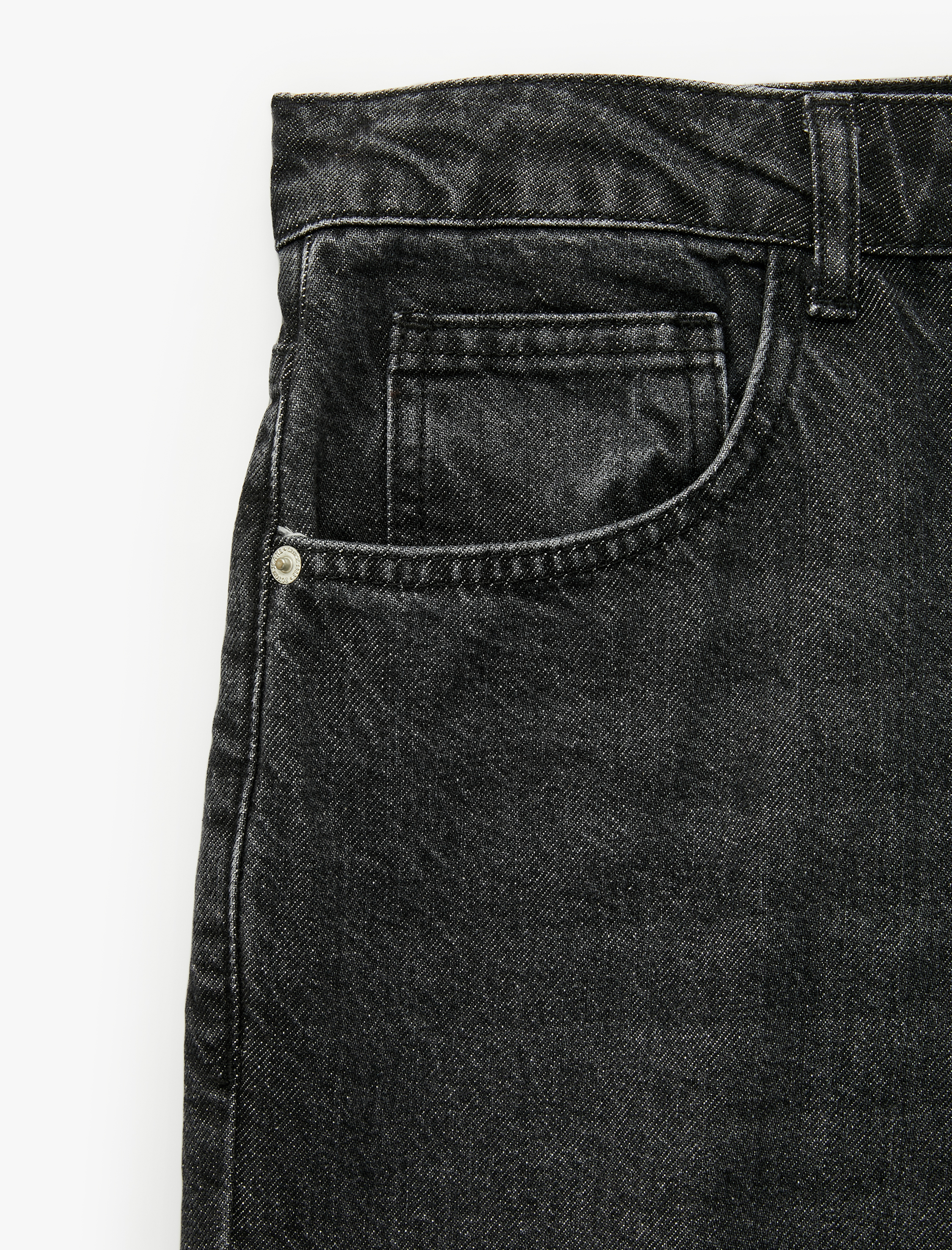   Pamuklu Cepli Vintage Straight Fit Jean Pantolon