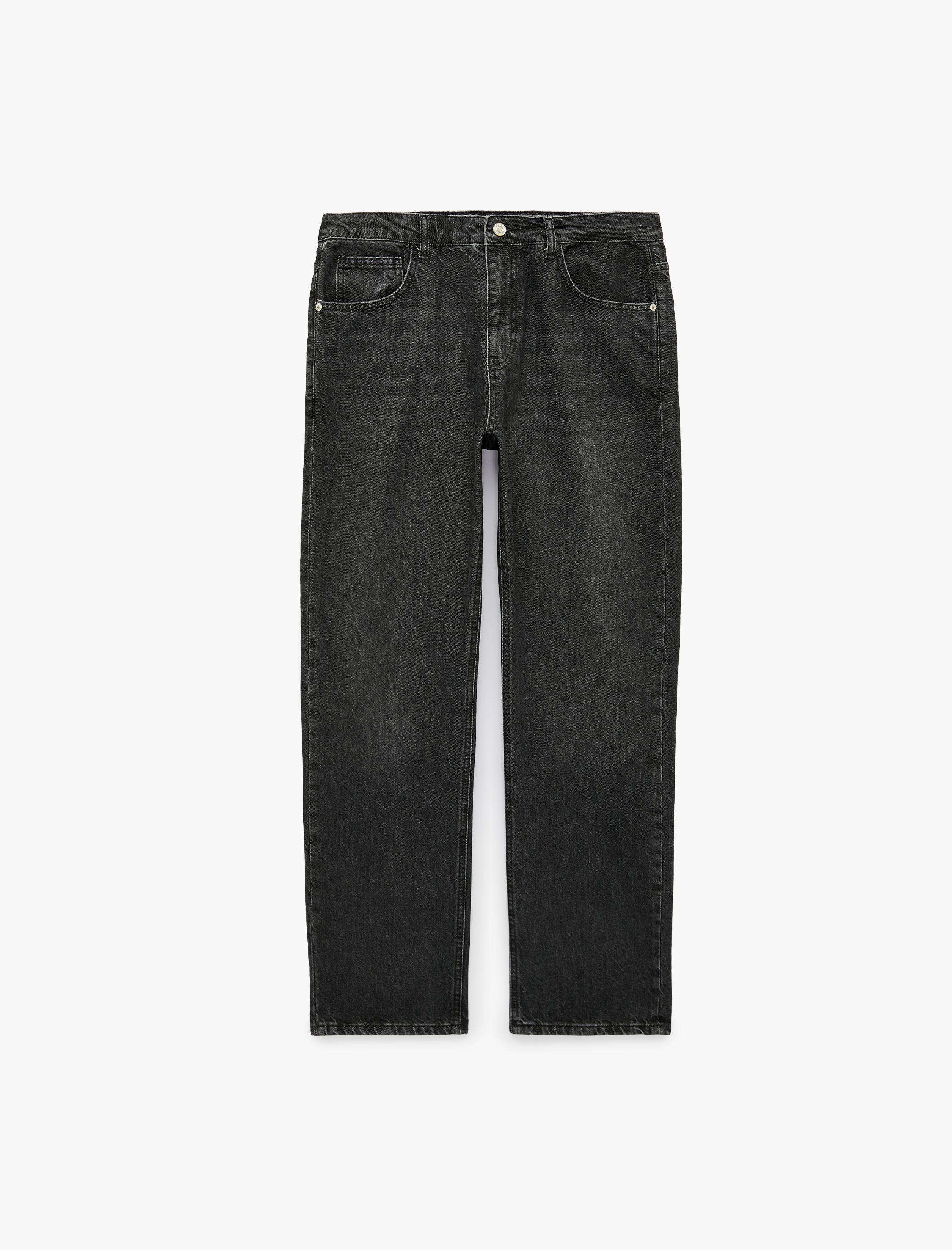   Pamuklu Cepli Vintage Straight Fit Jean Pantolon