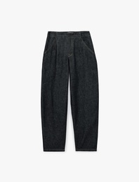 Normal Bel Düz Paça Pamuklu Cepli Denim Pantolon