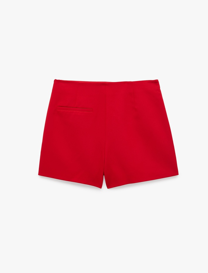  Slim Fit Cepli Mini Şort Etek
