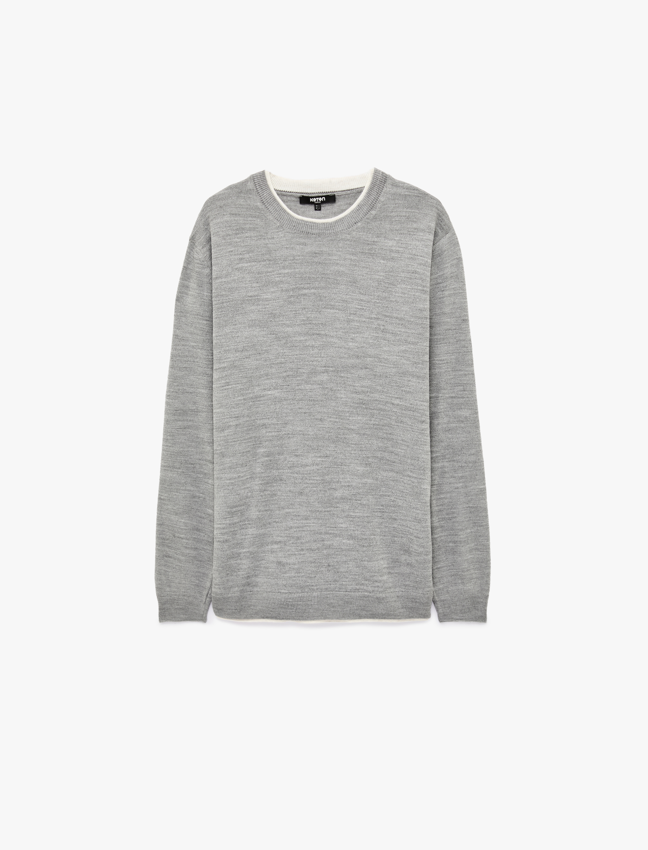 Koton Uzun Kollu Kontrast Detaylı Bisiklet Yaka Triko Kazak