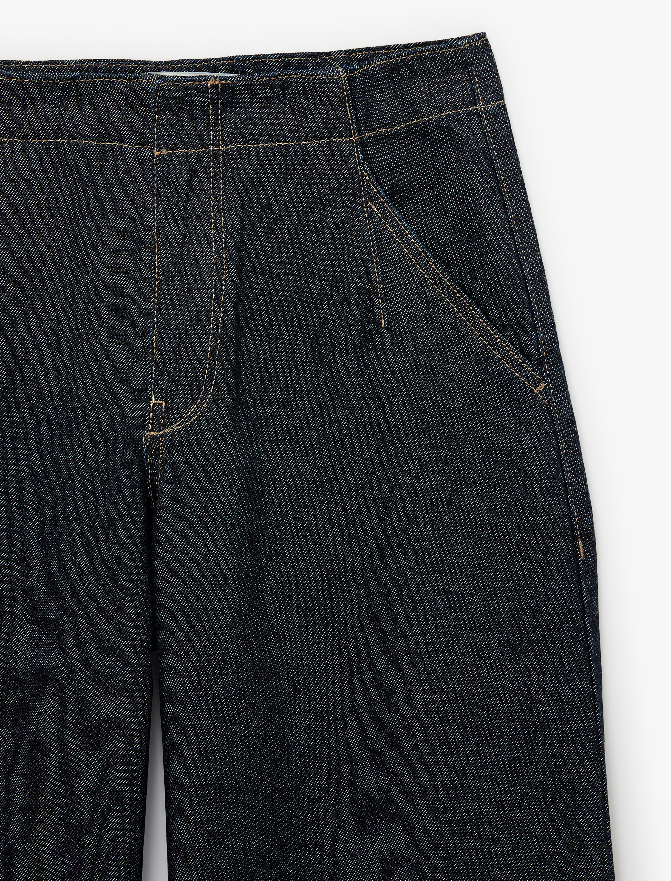   Normal Bel Düz Paça Pamuklu Cepli Denim Pantolon