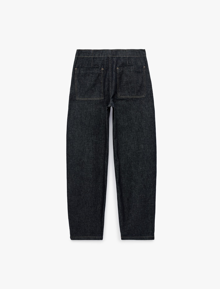 Normal Bel Düz Paça Pamuklu Cepli Denim Pantolon
