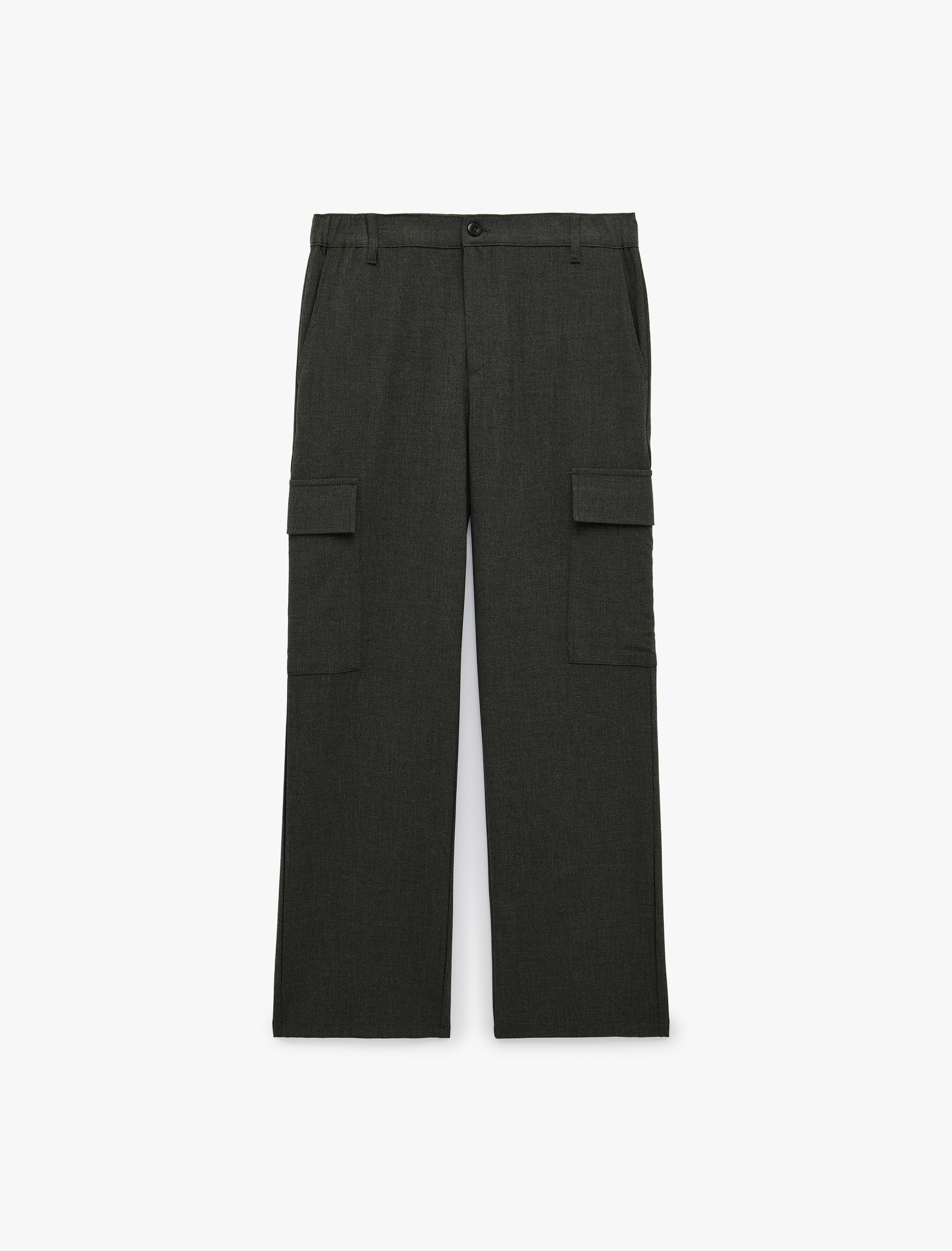   Viskon Karışımlı Beli Lastikli Kargo Cepli Kumaş Pantolon