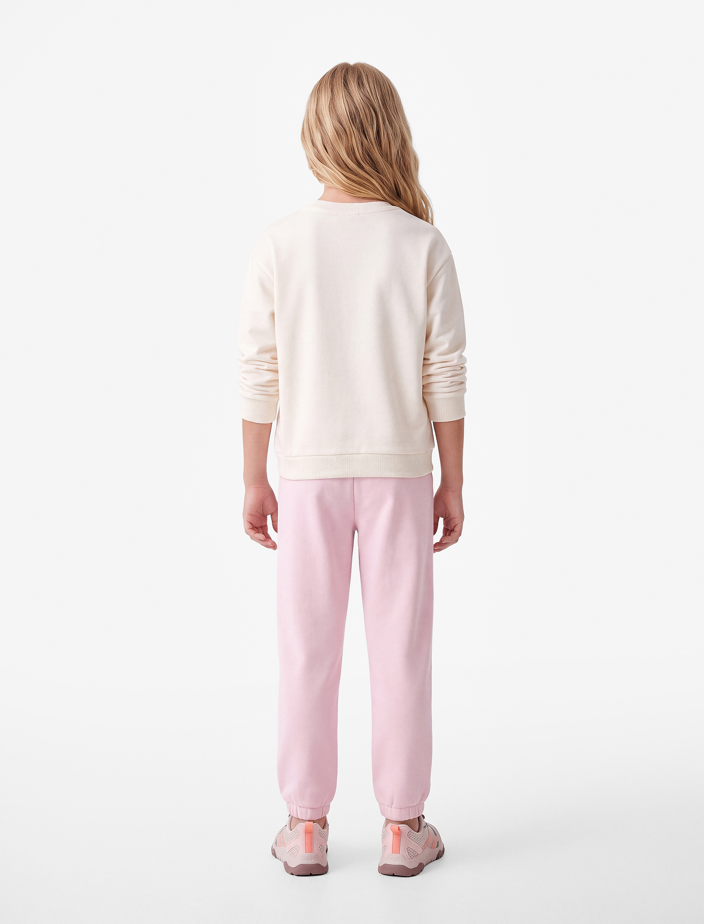  Kız Çocuk Şardonlu Beli Lastikli Baskılı Basic Jogger Eşofman Altı
