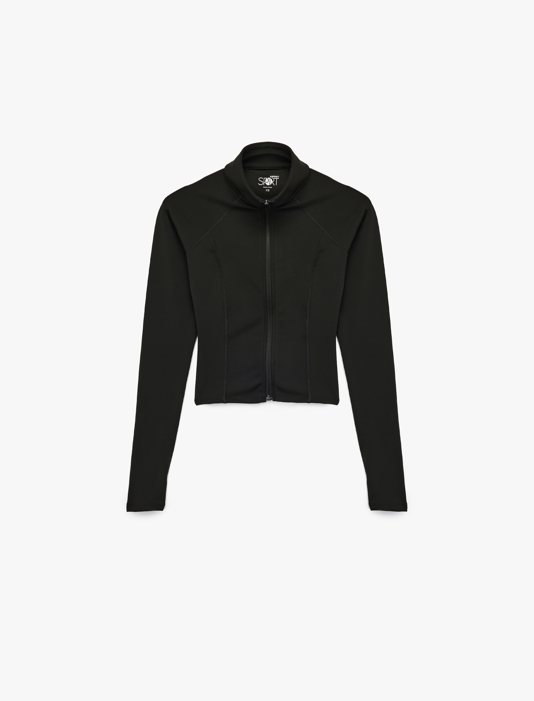   Fermuarlı Uzun Kollu Dik Yaka Slim Fit Spor Sweatshirt