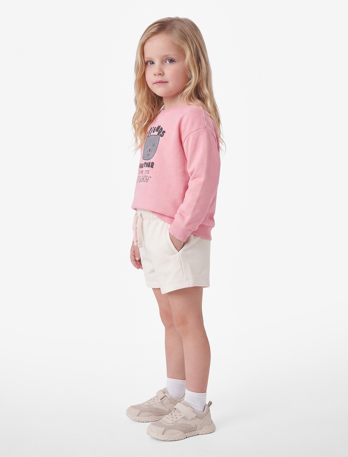 Kız Bebek Beli Bağcıklı Cep Detaylı Basic Şort