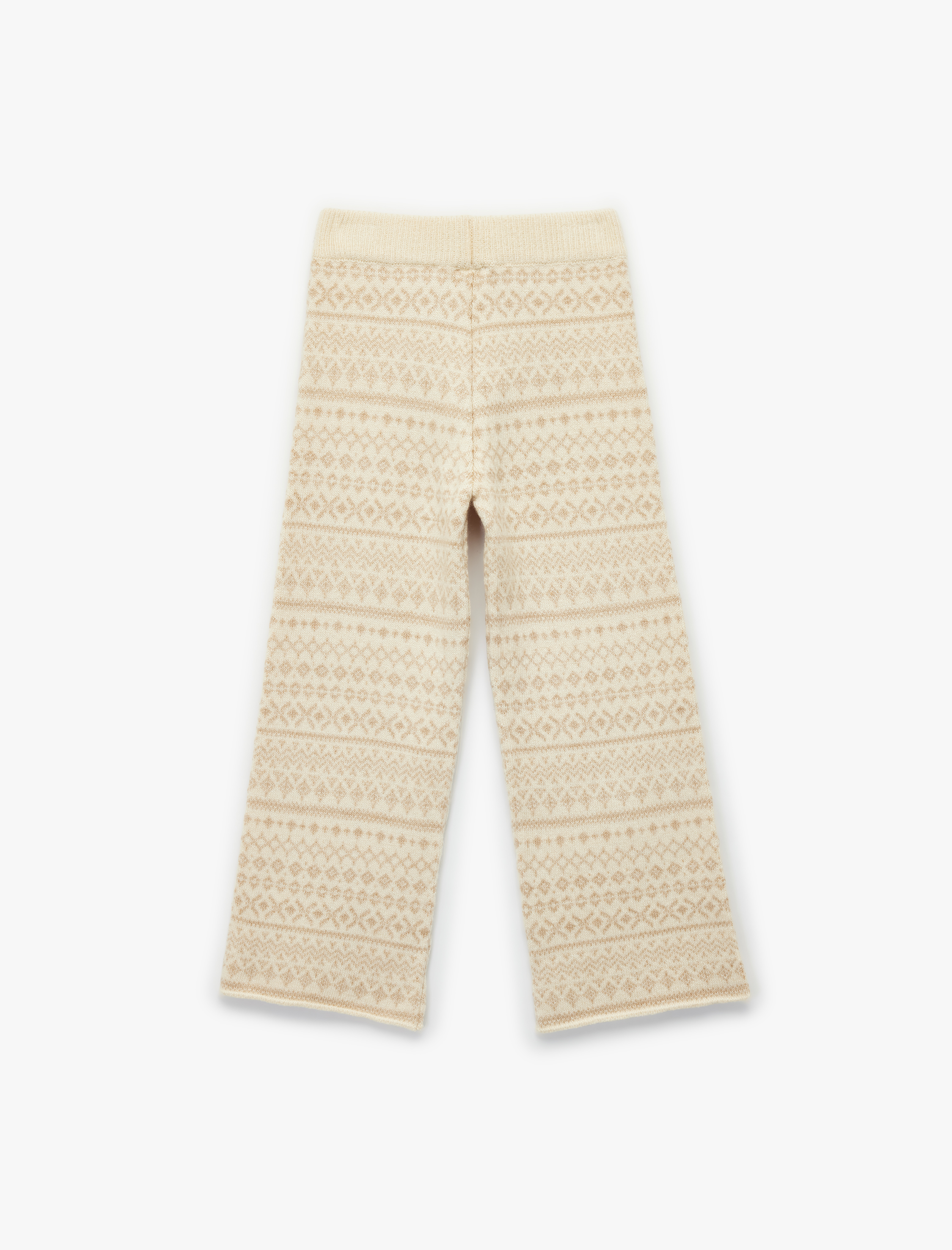  Kız Çocuk Beli Lastikli Geniş Paça Triko Pantolon