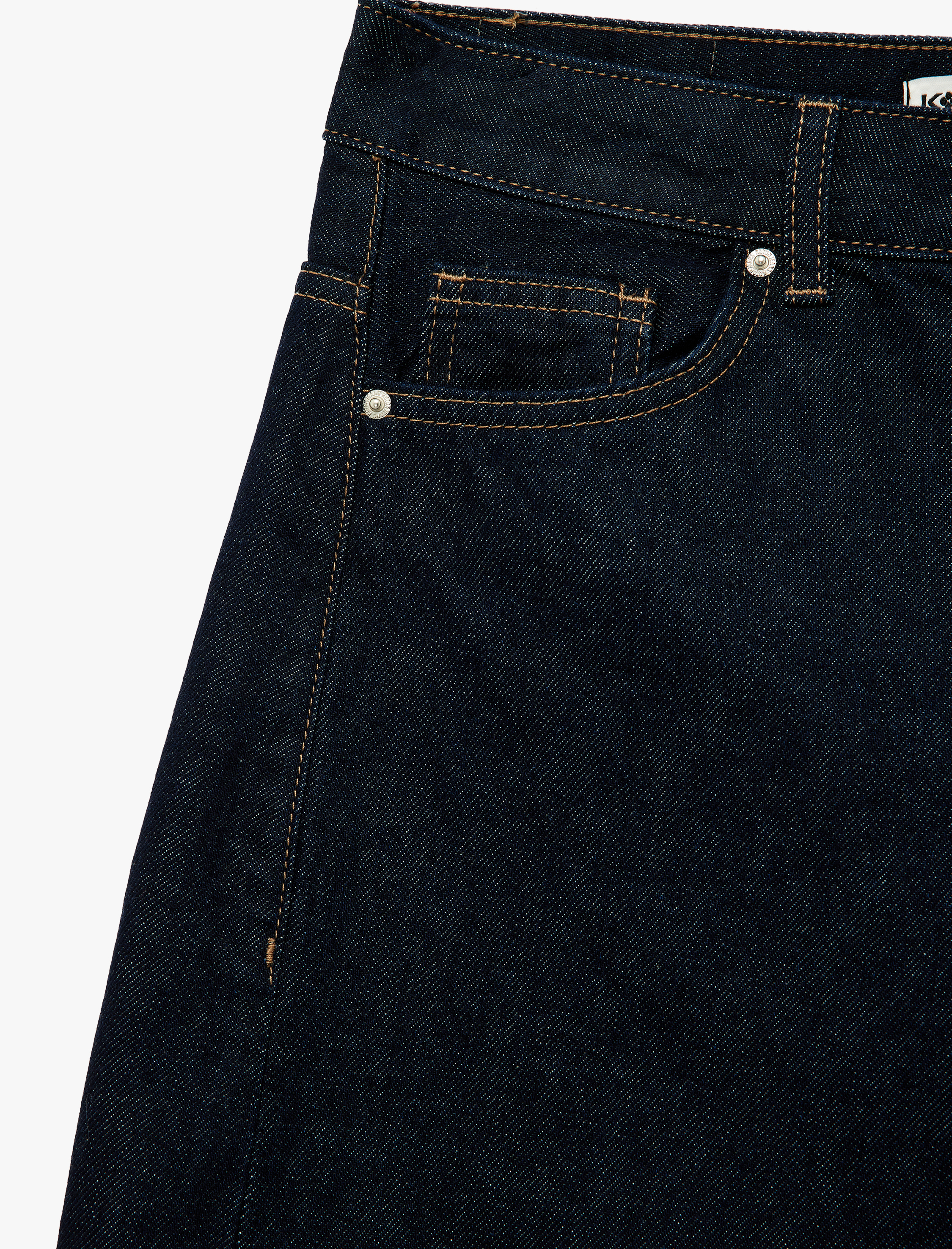 Koton Pamuklu Normal Paça Cepli Düğmeli Balon Denim Pantolon - Balloon Fit Jean görsel 7