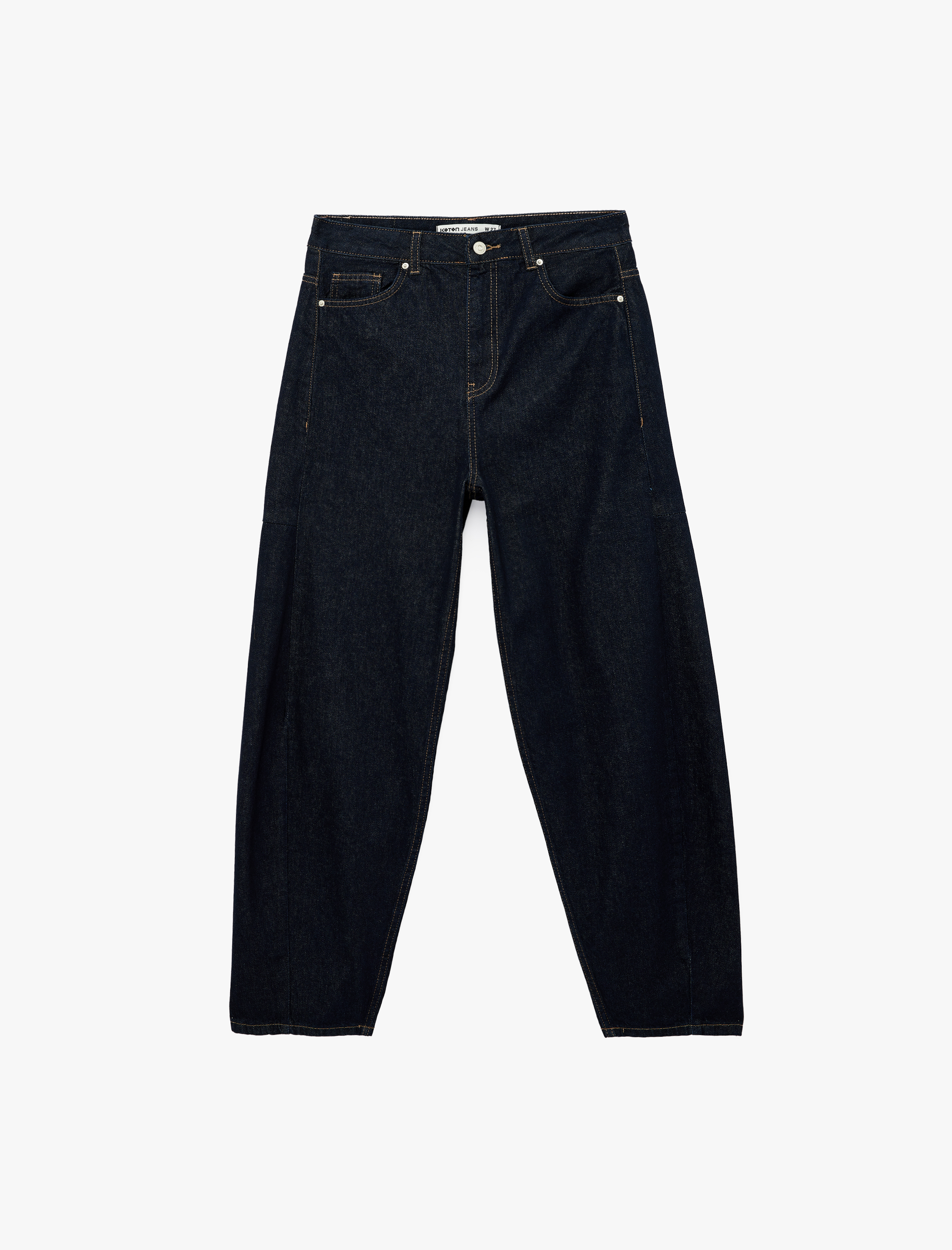 Koton Pamuklu Normal Paça Cepli Düğmeli Balon Denim Pantolon - Balloon Fit Jean görsel 5