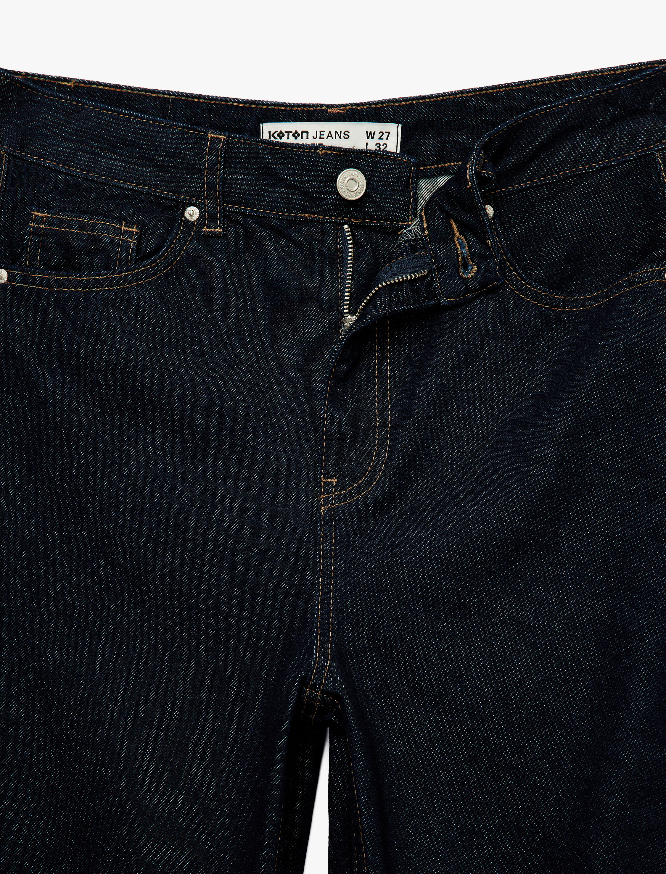 Koton Pamuklu Normal Paça Cepli Düğmeli Balon Denim Pantolon - Balloon Fit Jean görsel 8