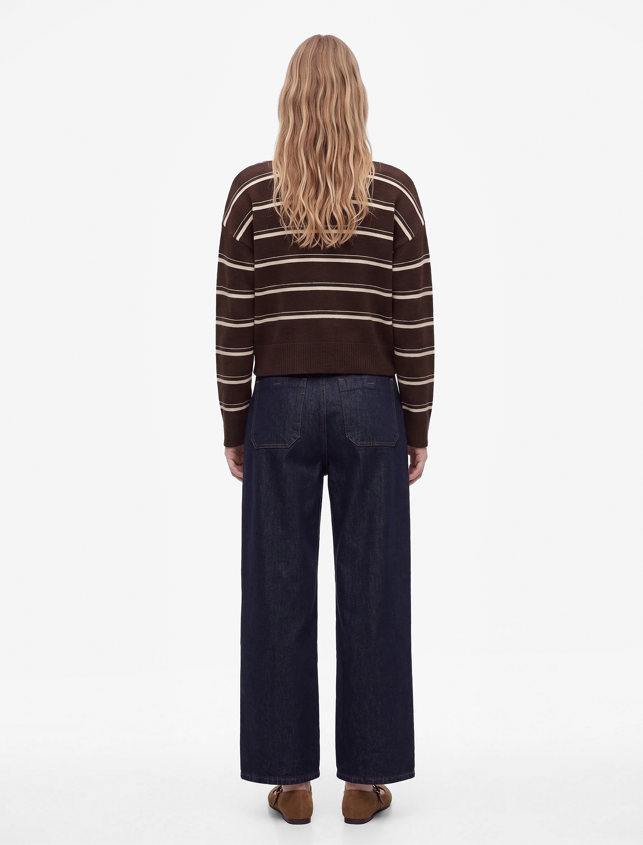 Koton Yüksek Bel Pamuklu Kemer Detaylı Cepli Kısa Geniş Paça Jean Pantolon - Wide Leg Jeans görsel 3