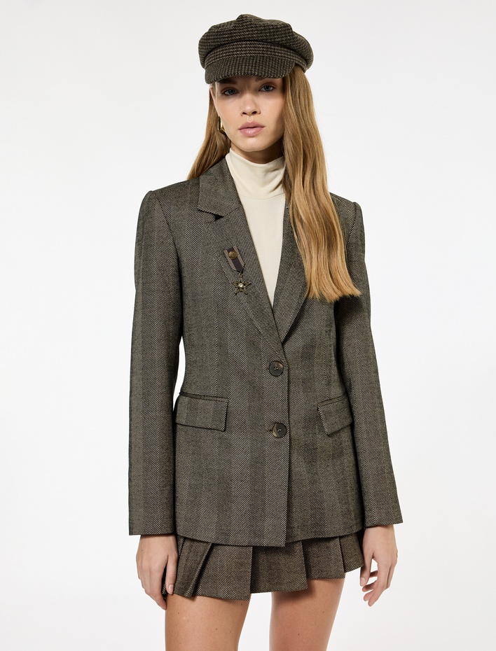  Düğmeli Uzun Kollu Slim Fit Blazer Ceket