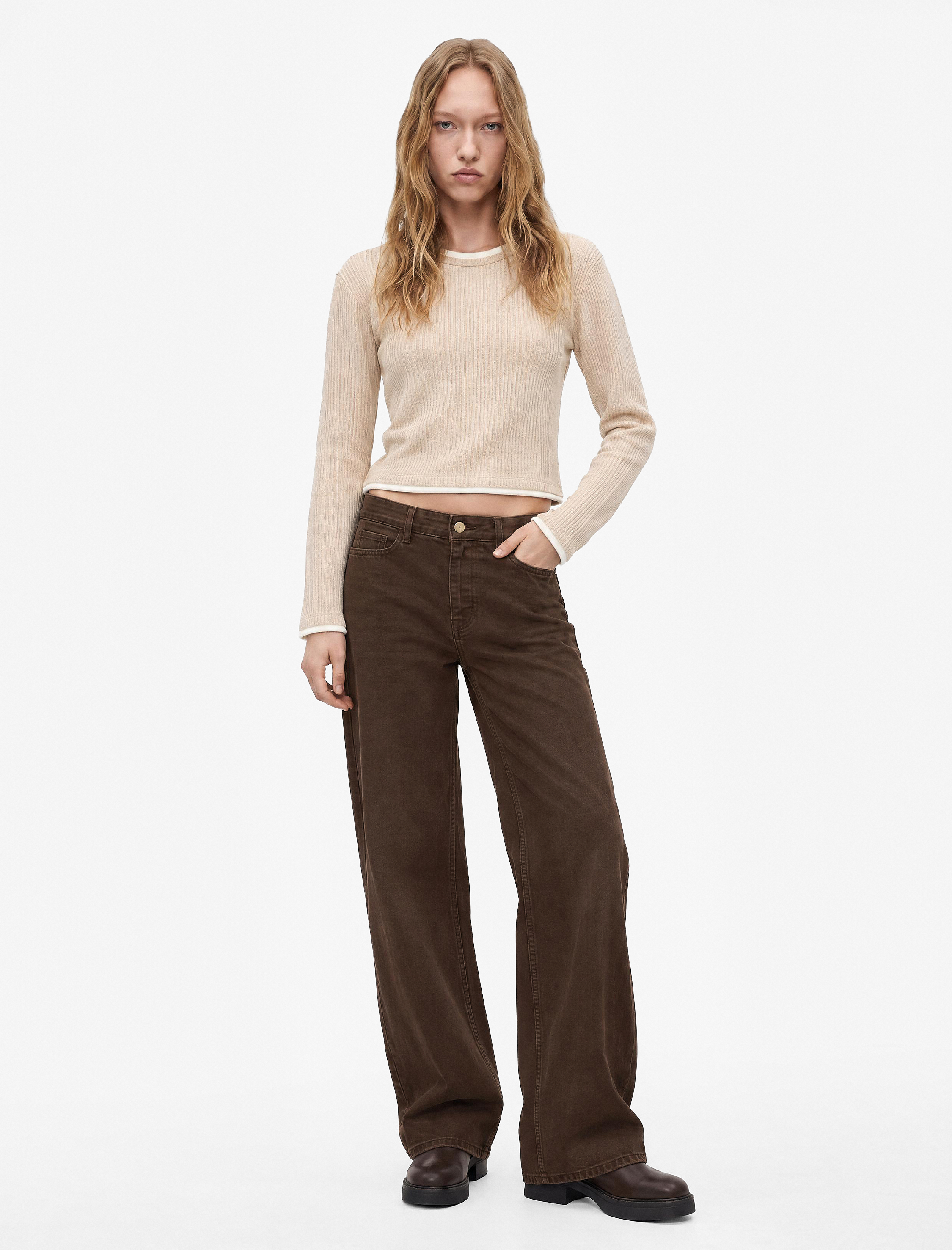 Koton Slim Fit Biyeli Bisiklet Yaka Katmanlı Uzun Kollu Tişört