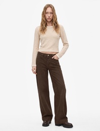 Slim Fit Biyeli Bisiklet Yaka Katmanlı Uzun Kollu Tişört
