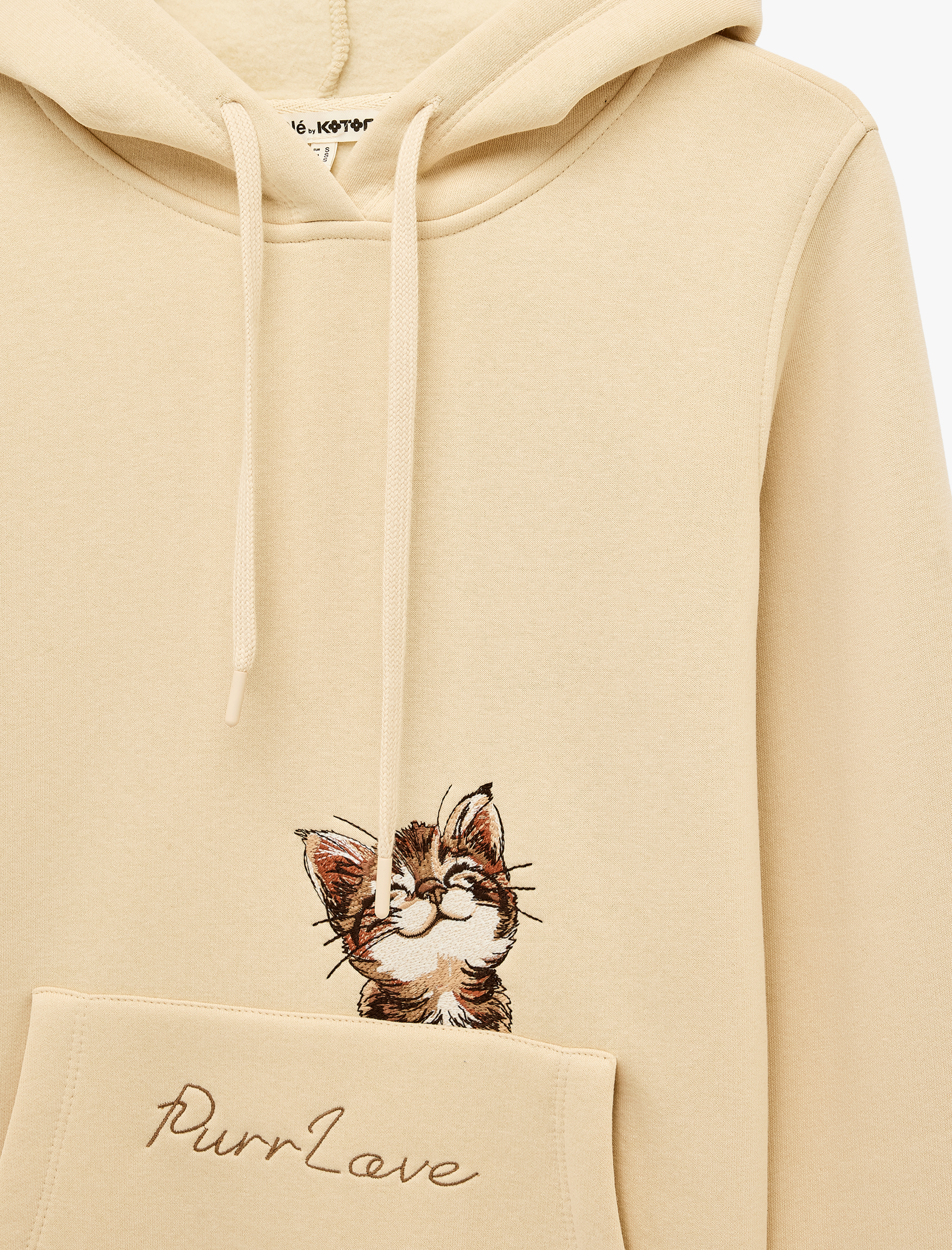 Koton Uzun Kollu Cepli Üç İplik Şardonlu Kedi Nakış Detaylı Kapüşonlu Sweatshirt görsel 8