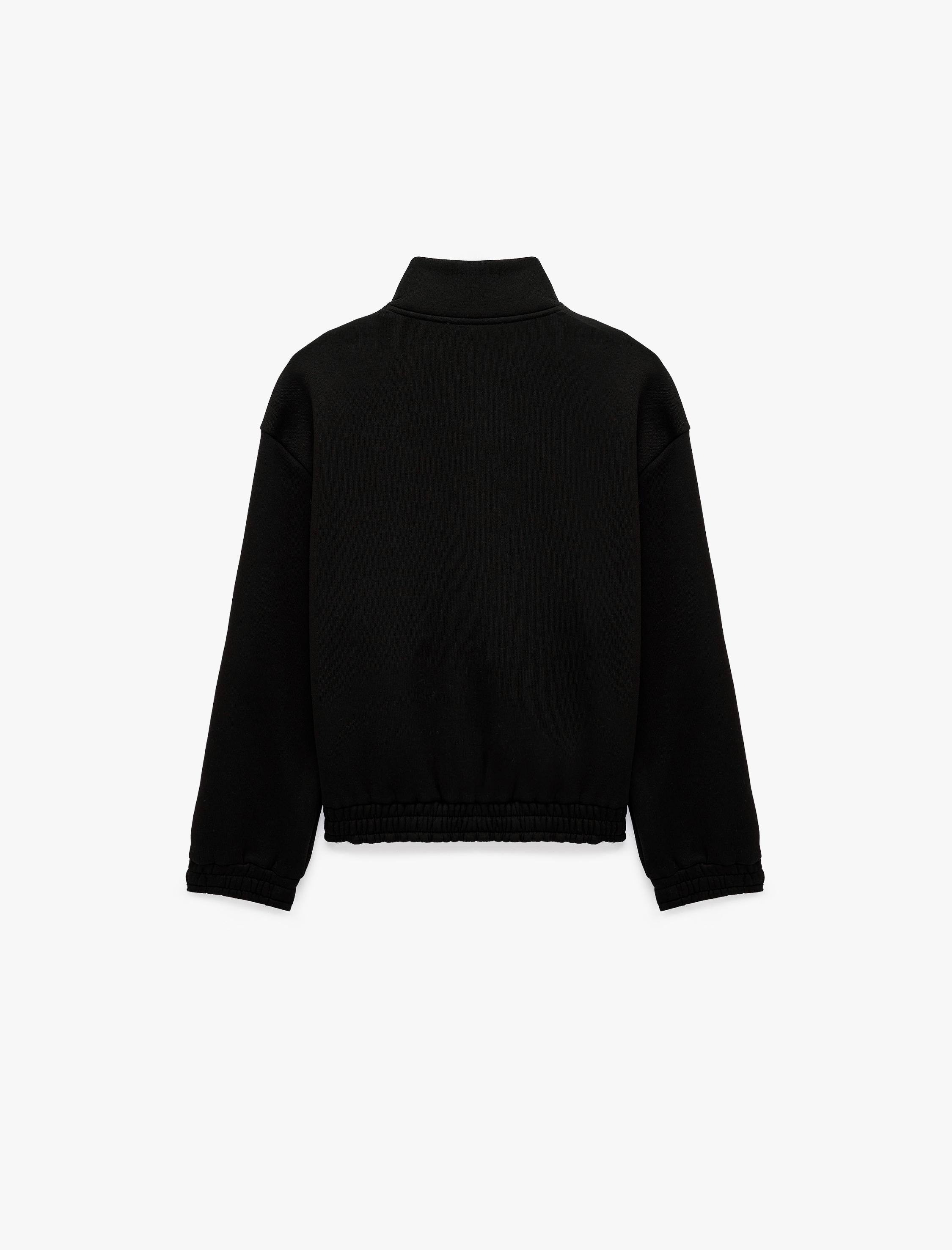   Şardonlu Rahat Kalıp Uzun Kollu Fermuarlı Cepli Dik Yaka Çizgili Sweatshirt