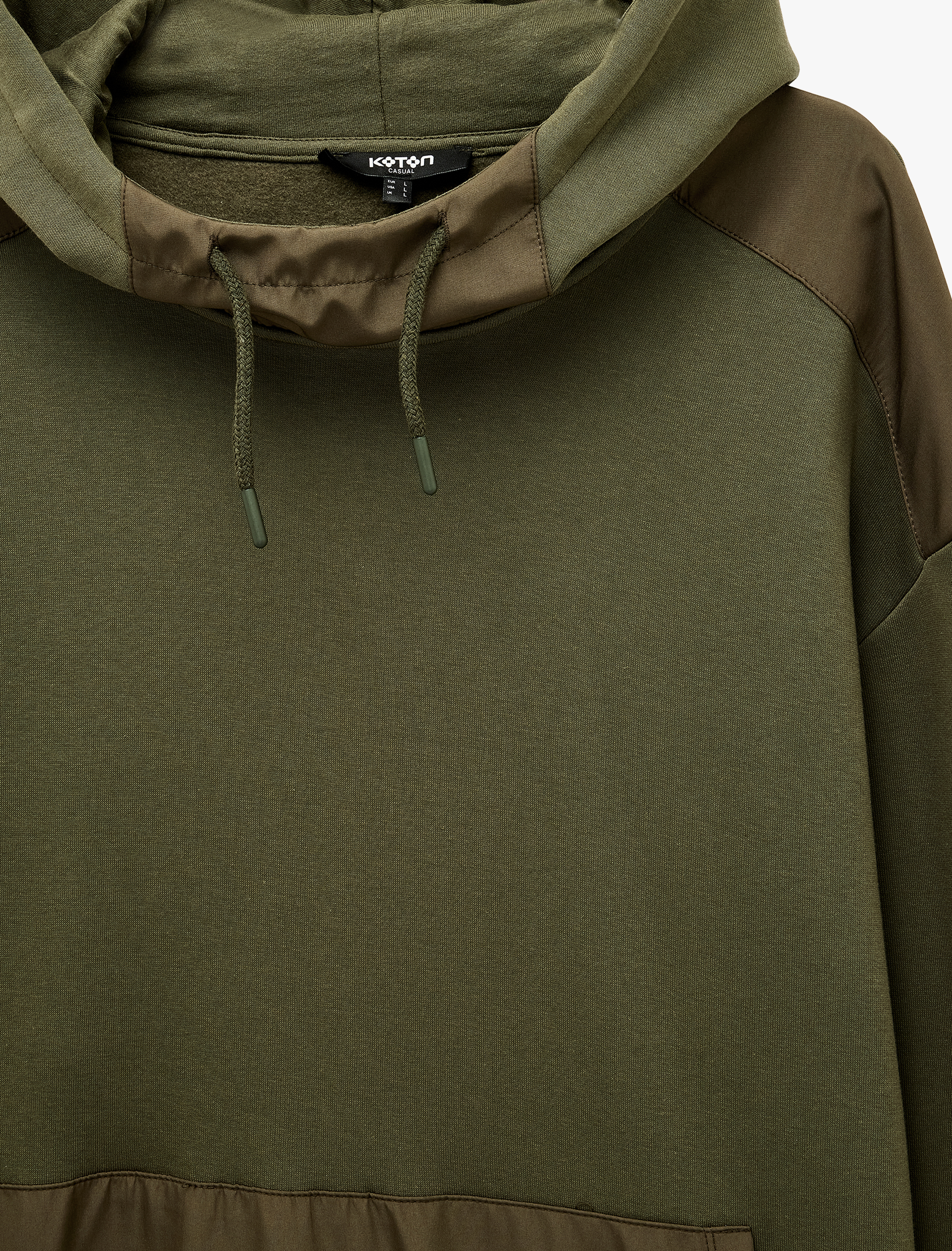 Koton Üç İplik Uzun Kollu Kanguru Cepli Kapşonlu Oversize Sweatshirt görsel 7