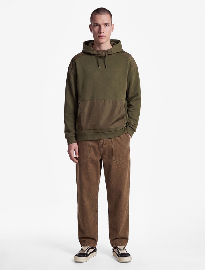  Üç İplik Uzun Kollu Kanguru Cepli Kapşonlu Oversize Sweatshirt