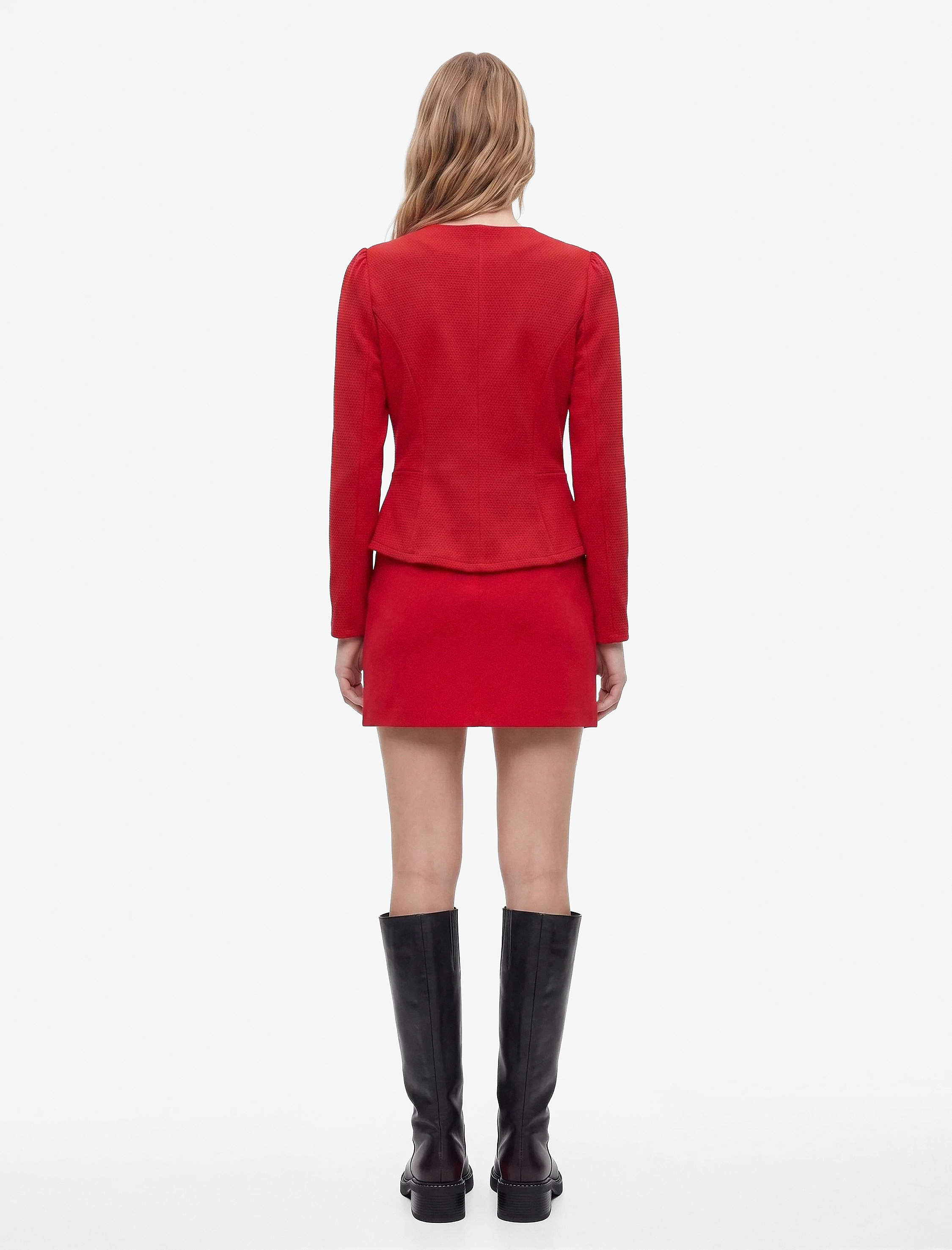Koton Slim Fit Uzun Kollu Peplum Detaylı Bağcıklı Yuvarlak Yaka Tişört görsel 4