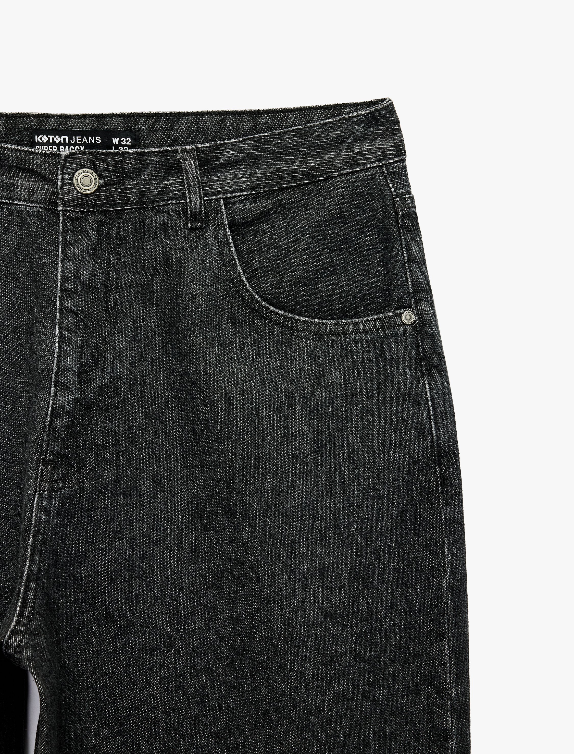 Koton Rahat Kalıp Cepli Pamuklu Super Baggy Jean Pantolon görsel 8