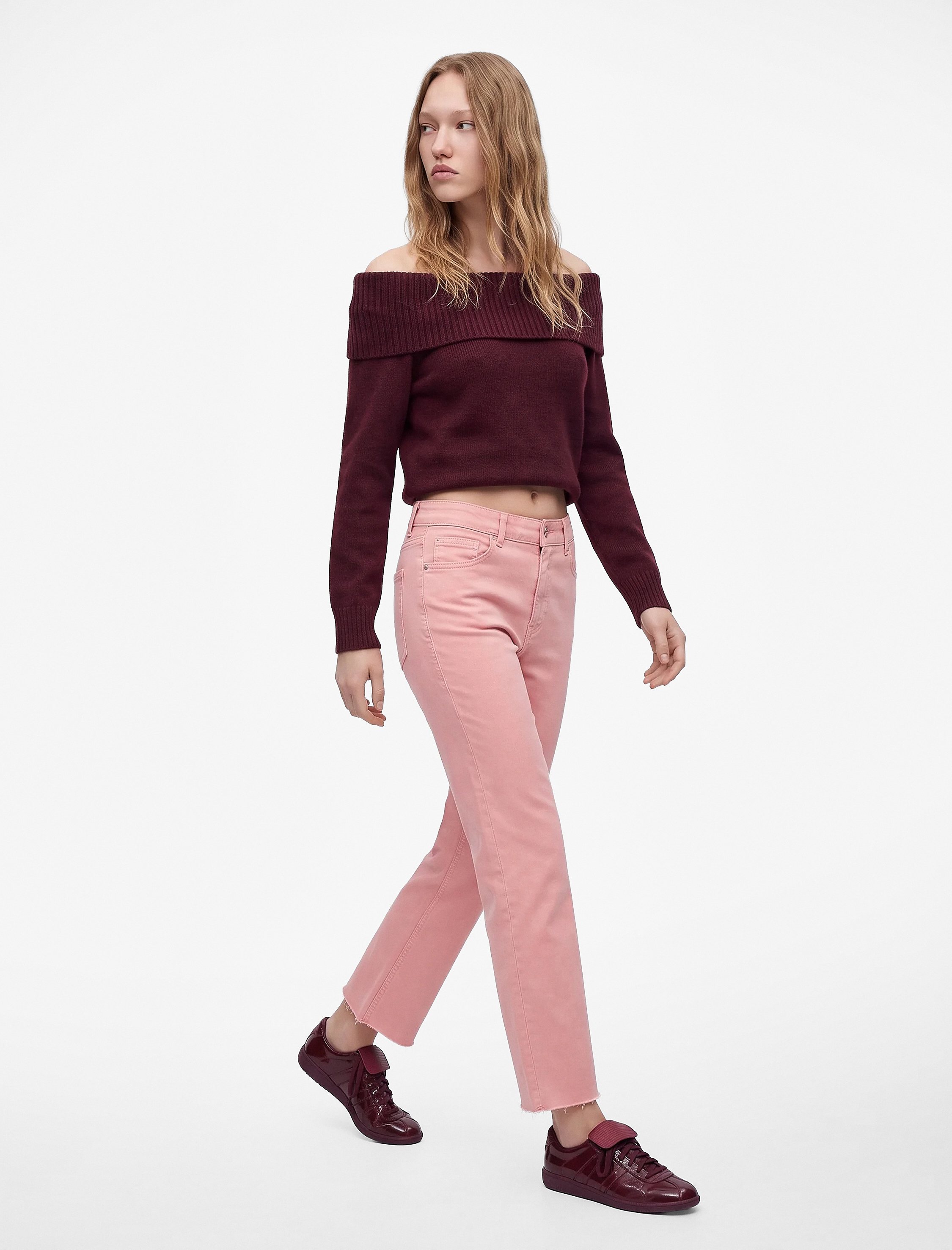Koton Pamuklu Dar Kalıp Düğmeli Cepli İspanyol Paça Crop Jean Pantolon - Kick Flare Jeans görsel 2