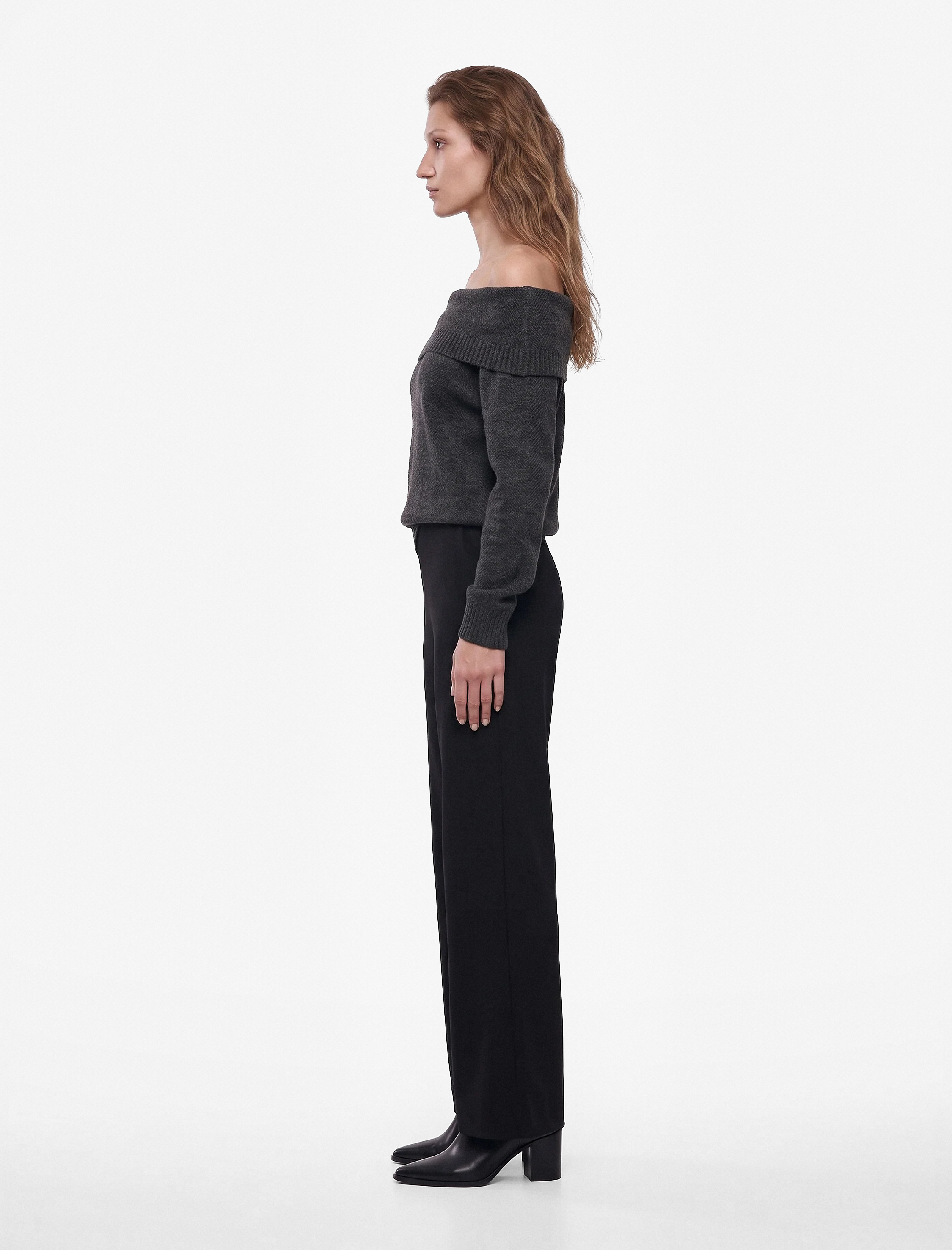 Koton Normal Bel Straight Fit Geniş Paça Kumaş Pantolon görsel 3