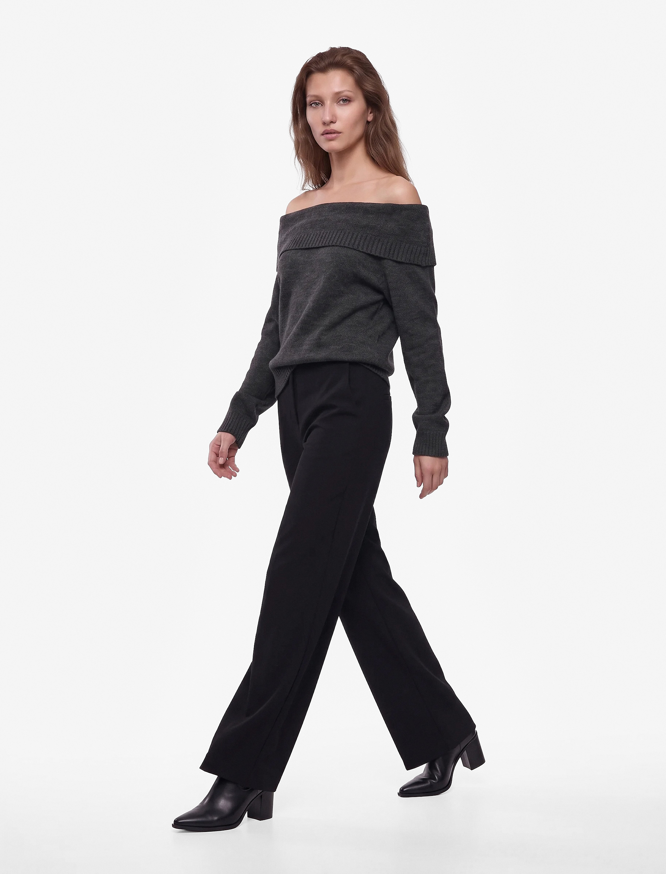 Koton Normal Bel Straight Fit Geniş Paça Kumaş Pantolon görsel 2