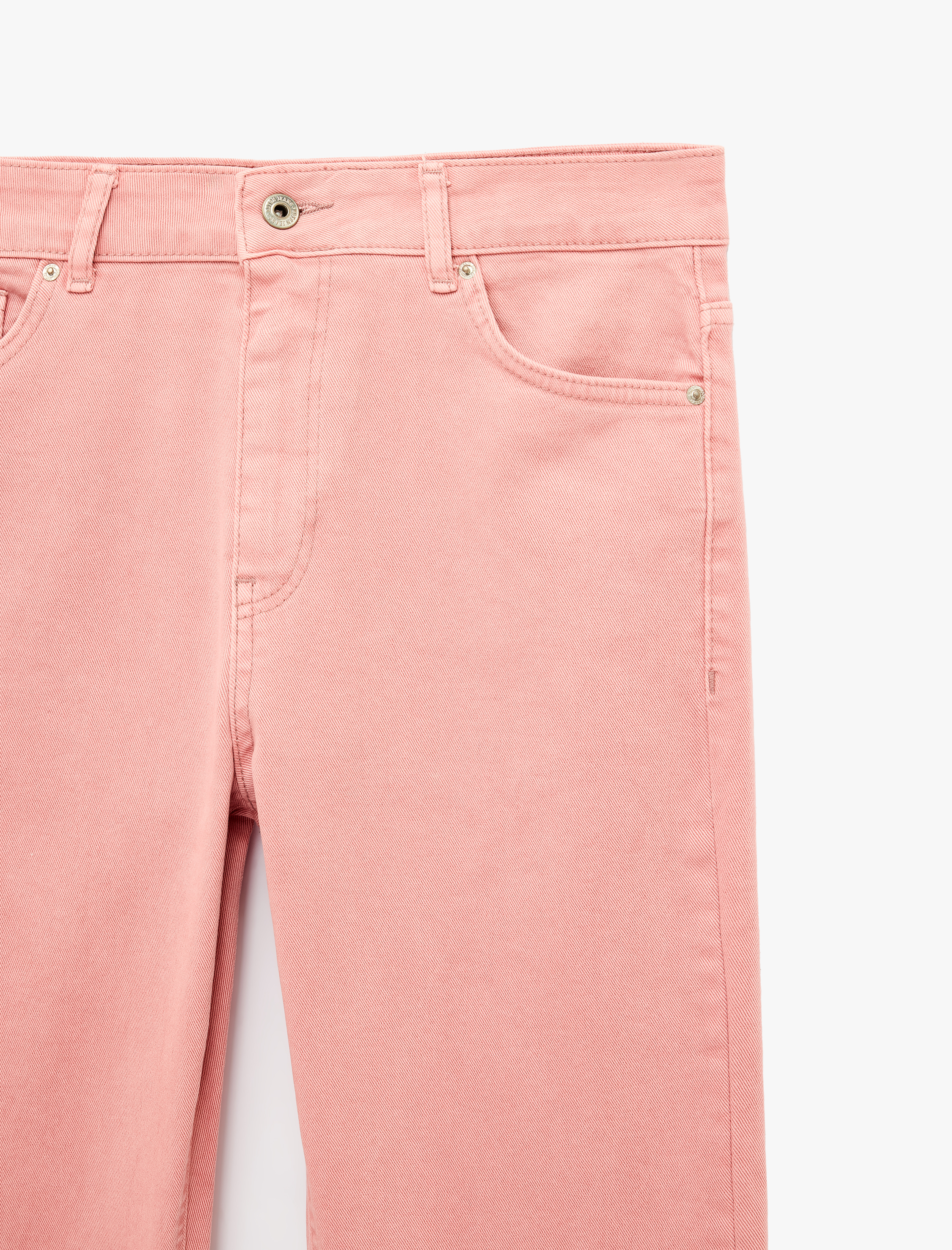 Koton Pamuklu Dar Kalıp Düğmeli Cepli İspanyol Paça Crop Jean Pantolon - Kick Flare Jeans görsel 8
