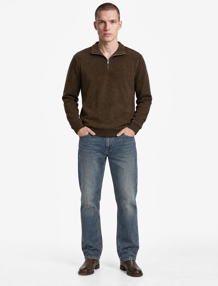  Uzun Kollu Yarım Fermuarlı Sweatshirt