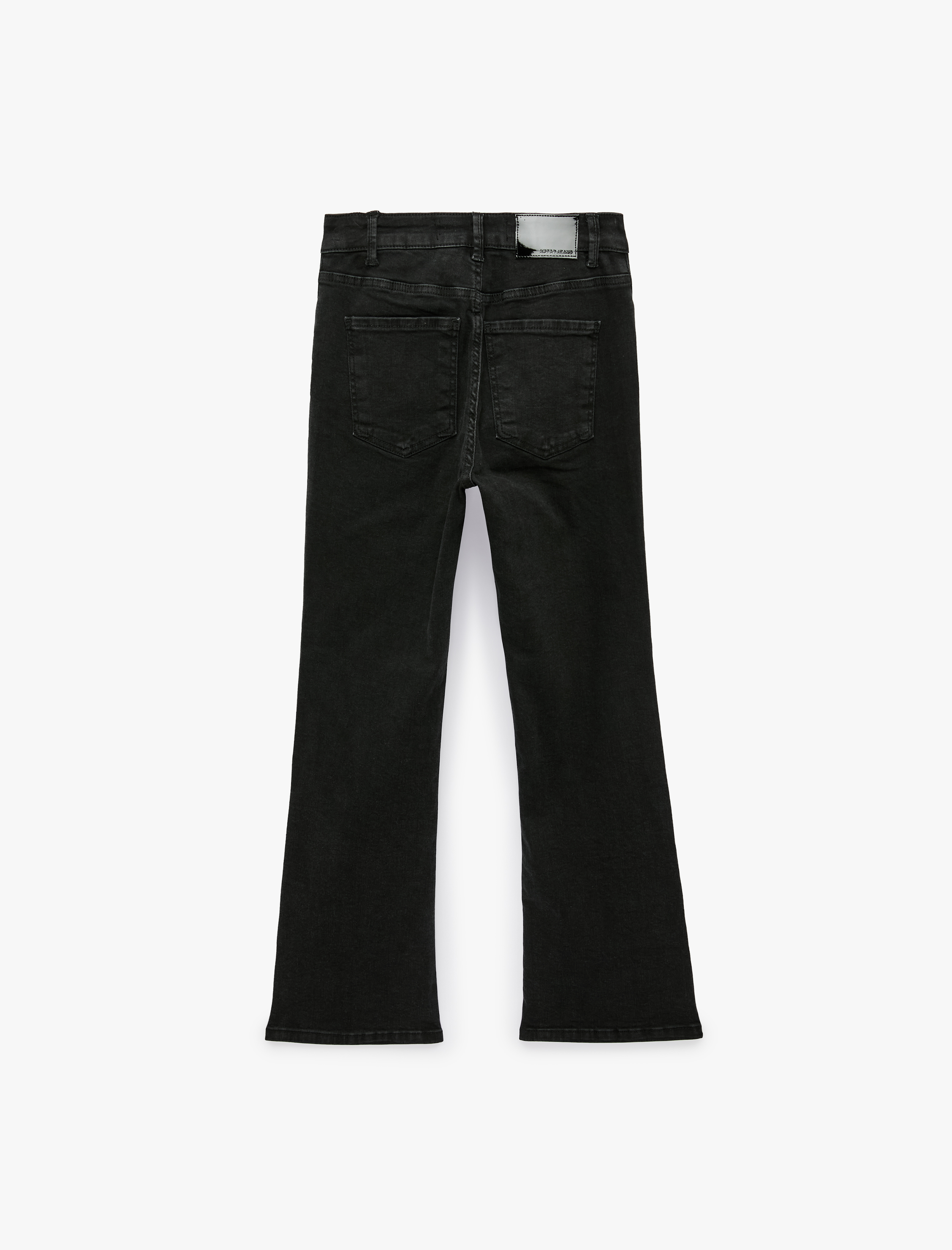 Koton Yüksek Bel Dar Kesim Pamuklu Cepli Düğme Detaylı Kısa İspanyol Paça Denim Pantolon - Kick Flare Jeans görsel 2