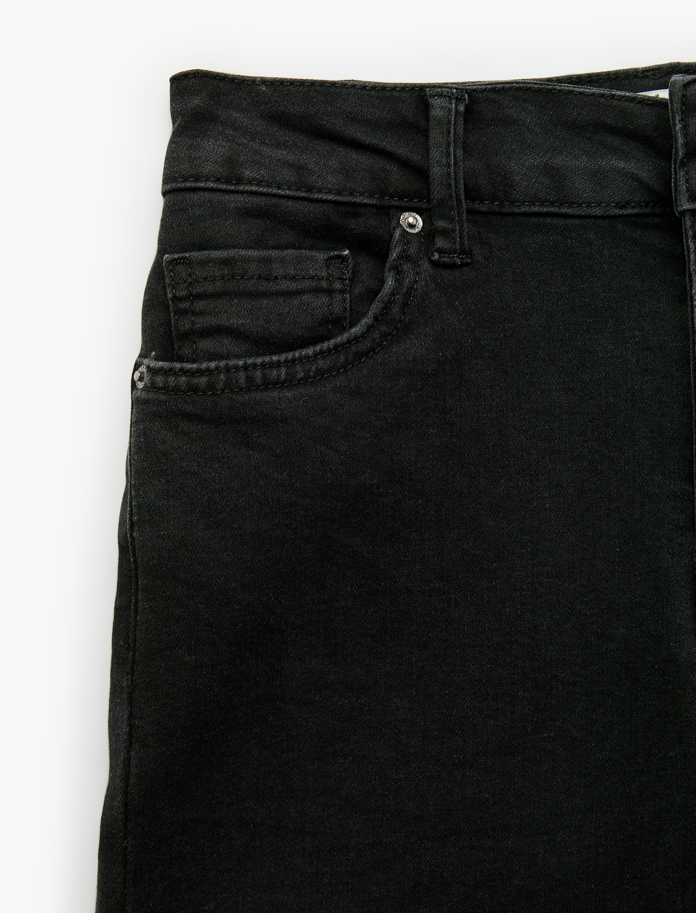 Koton Yüksek Bel Dar Kesim Pamuklu Cepli Düğme Detaylı Kısa İspanyol Paça Denim Pantolon - Kick Flare Jeans görsel 4