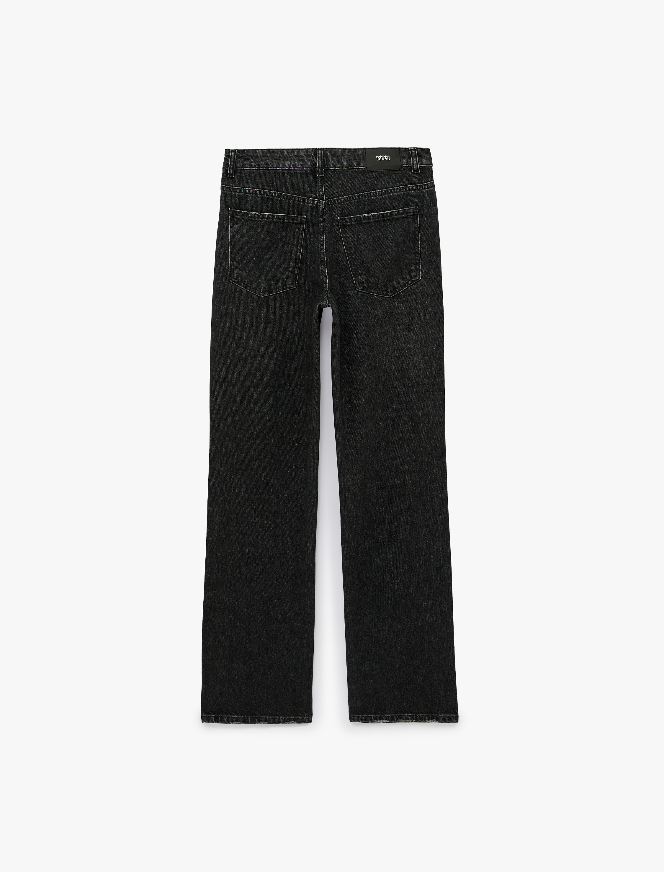 Koton Pamuklu Düğme Detaylı Normal Bel Düz Paça Denim Pantolon - Straight Fit Jean görsel 2