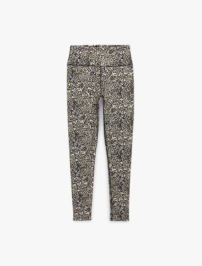  Yüksek Bel Slim Fit Leopar Desenli Spor Tayt