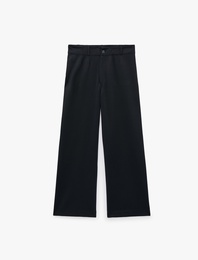 Normal Bel Yan Cepli Düğmeli Straight Fit Kumaş Pantolon