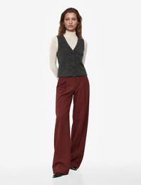 Slim Fit Düğmeli V Yaka Triko Yelek