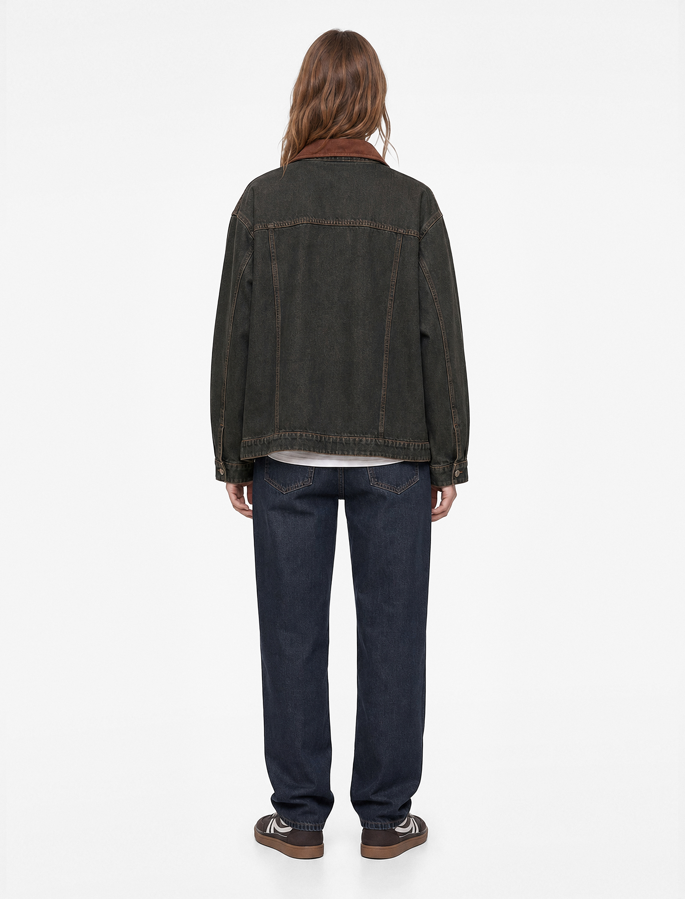   Pamuklu Düz Paça Cepli Düğmeli Normal Bel Barrel Denim Pantolon - Barrel Jeans